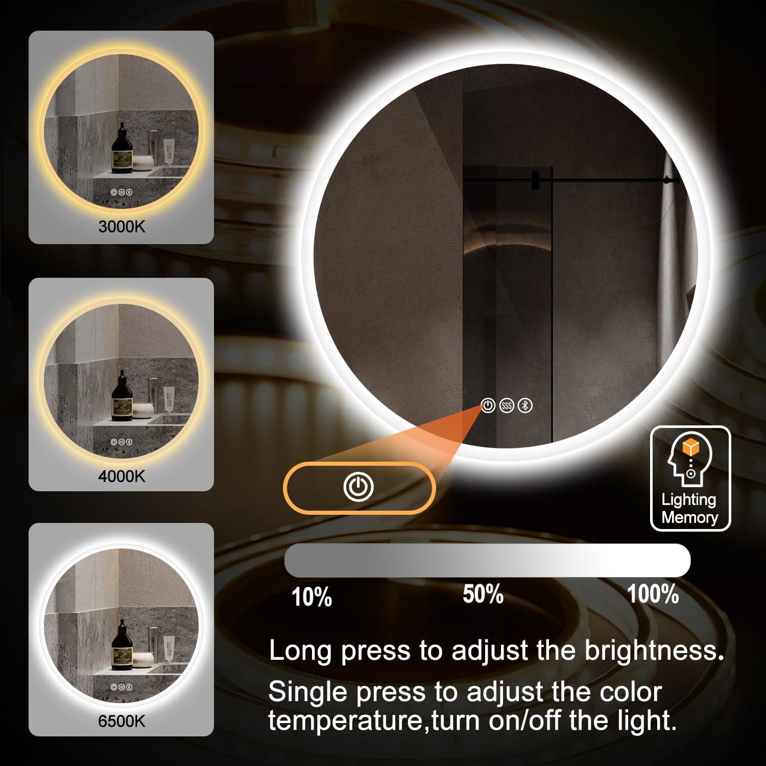 Sbagno 24 Smart Mirror with Bluetooth and Anti-Fog