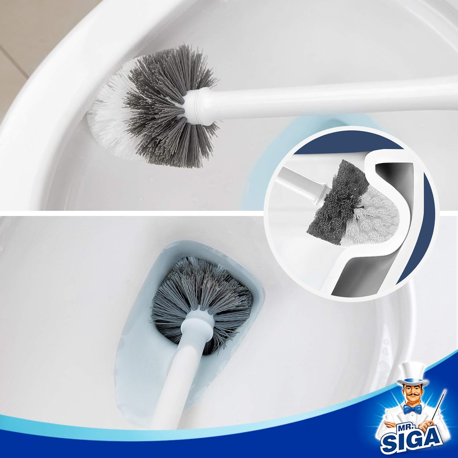 MRSIGA Toilet Bowl Brush and Holder White 1 Pack