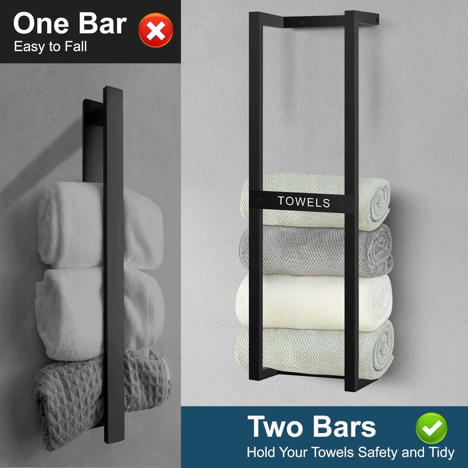 32 Inch Wall Mounted Towel Rack for Small Bathrooms