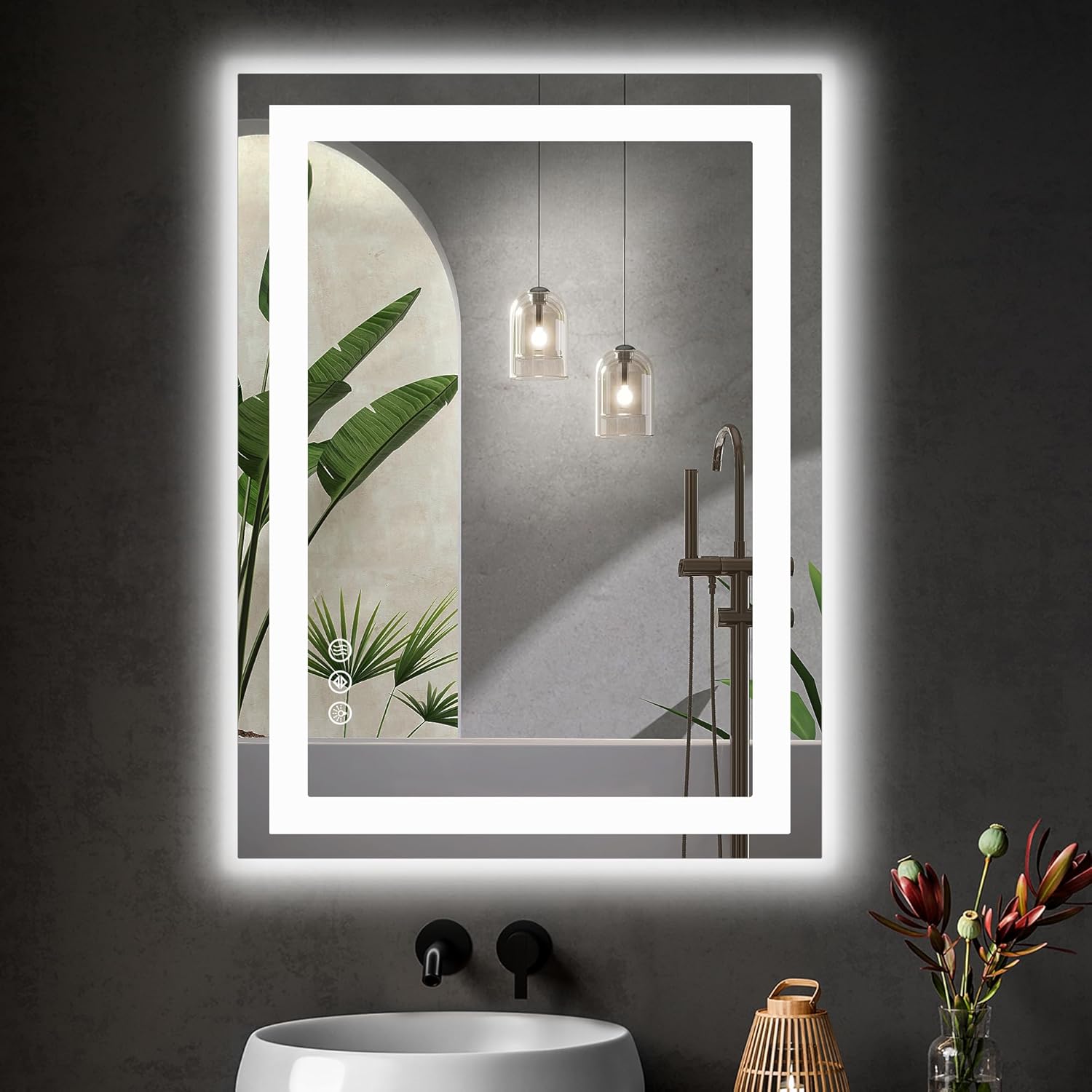 Sweetcrispy 36x28 LED Vanity Mirror with Anti-Fog and Dimmable Light