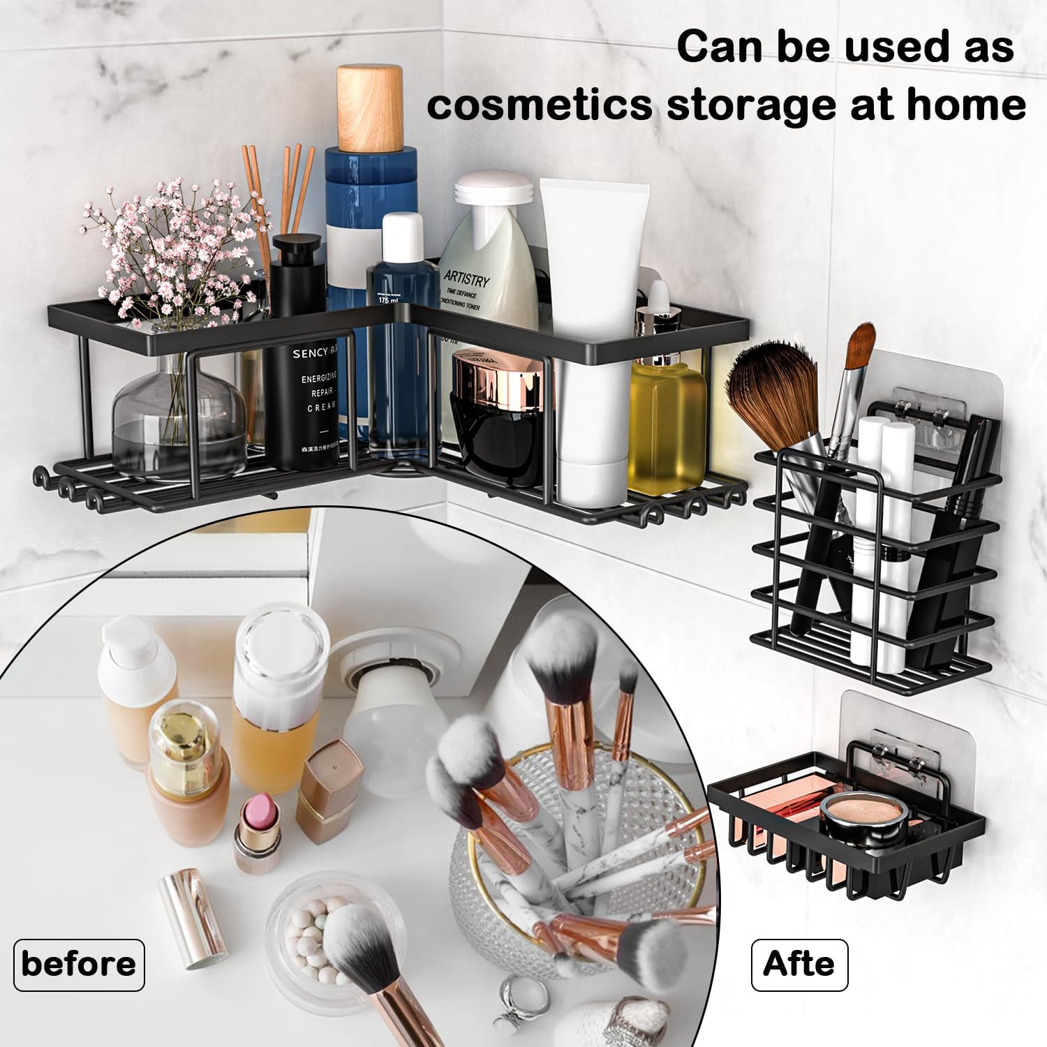 Sikaiqi 4 Pack Corner Shower Caddy Organizer Set