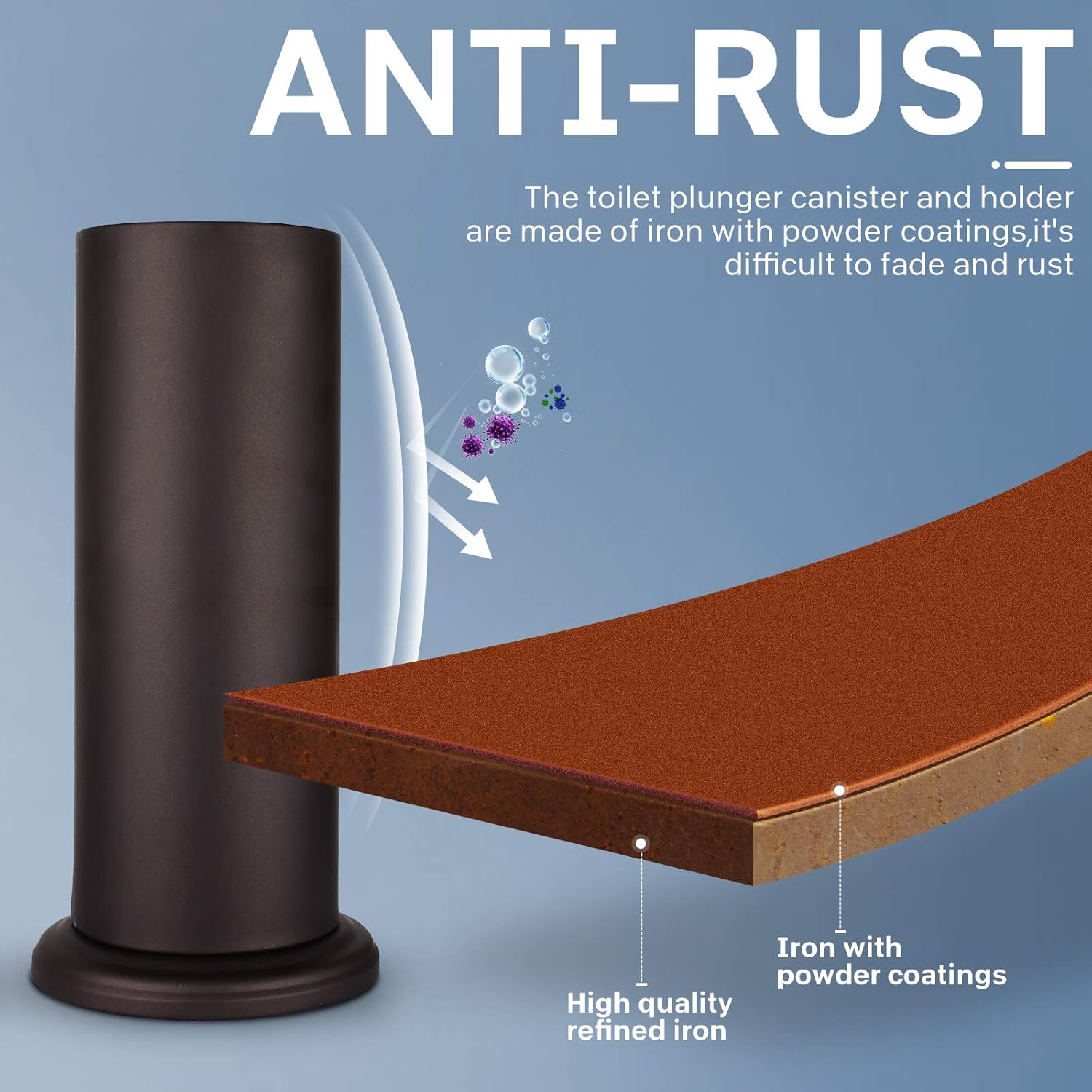 DOWRY Anti-Hand Off Bronze Toilet Plunger with Holder