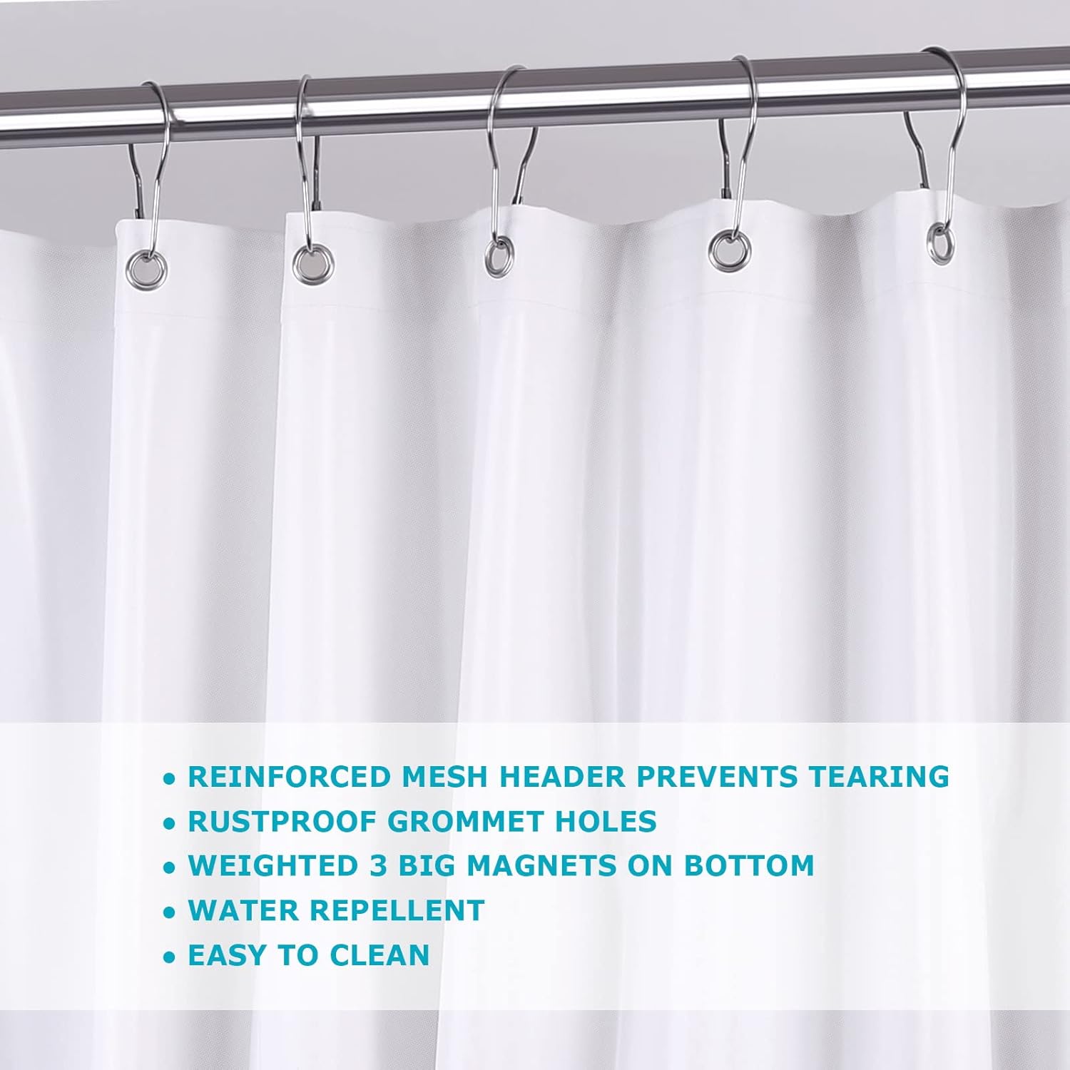 White 10G Heavy Duty Vinyl Shower Curtain Liner 36x72 Inches