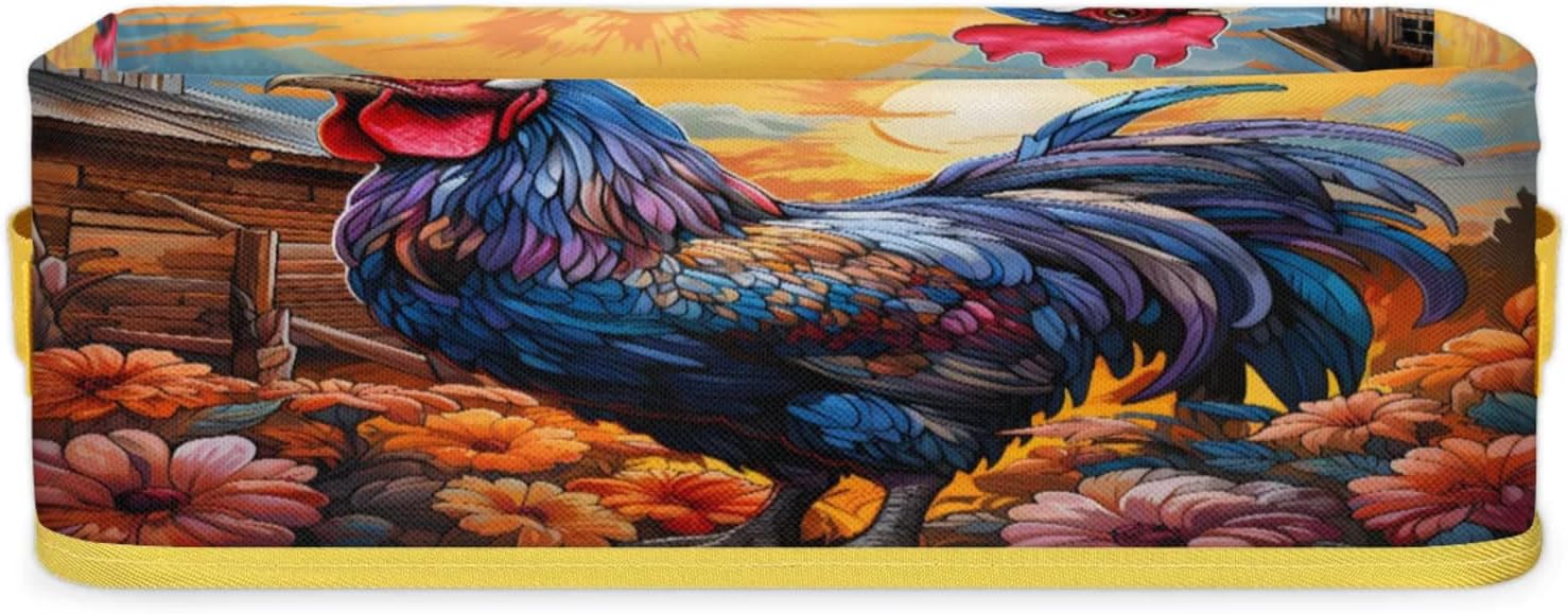 Snatocys Rooster Toilet Paper Basket with Handle