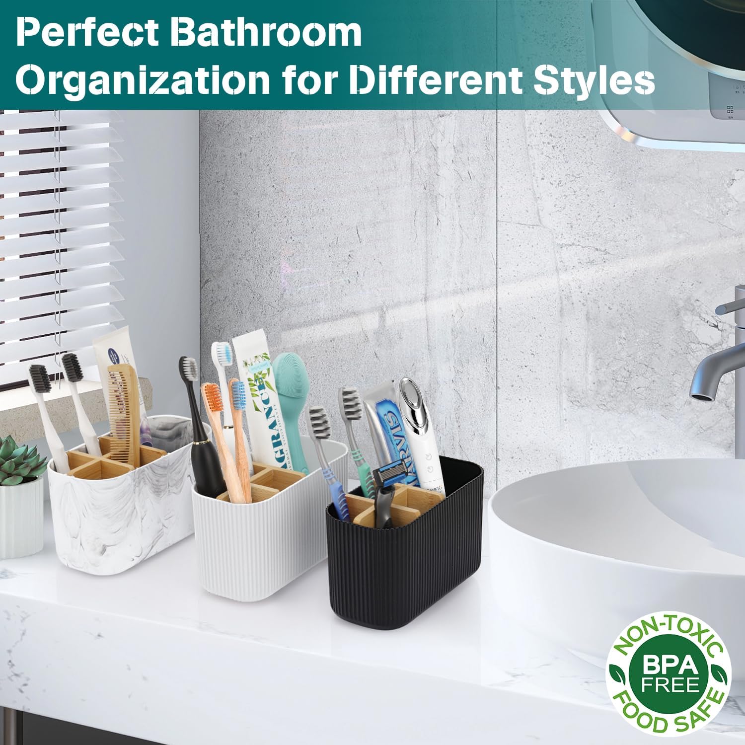 GFWARE Black Toothbrush Holder Organizer