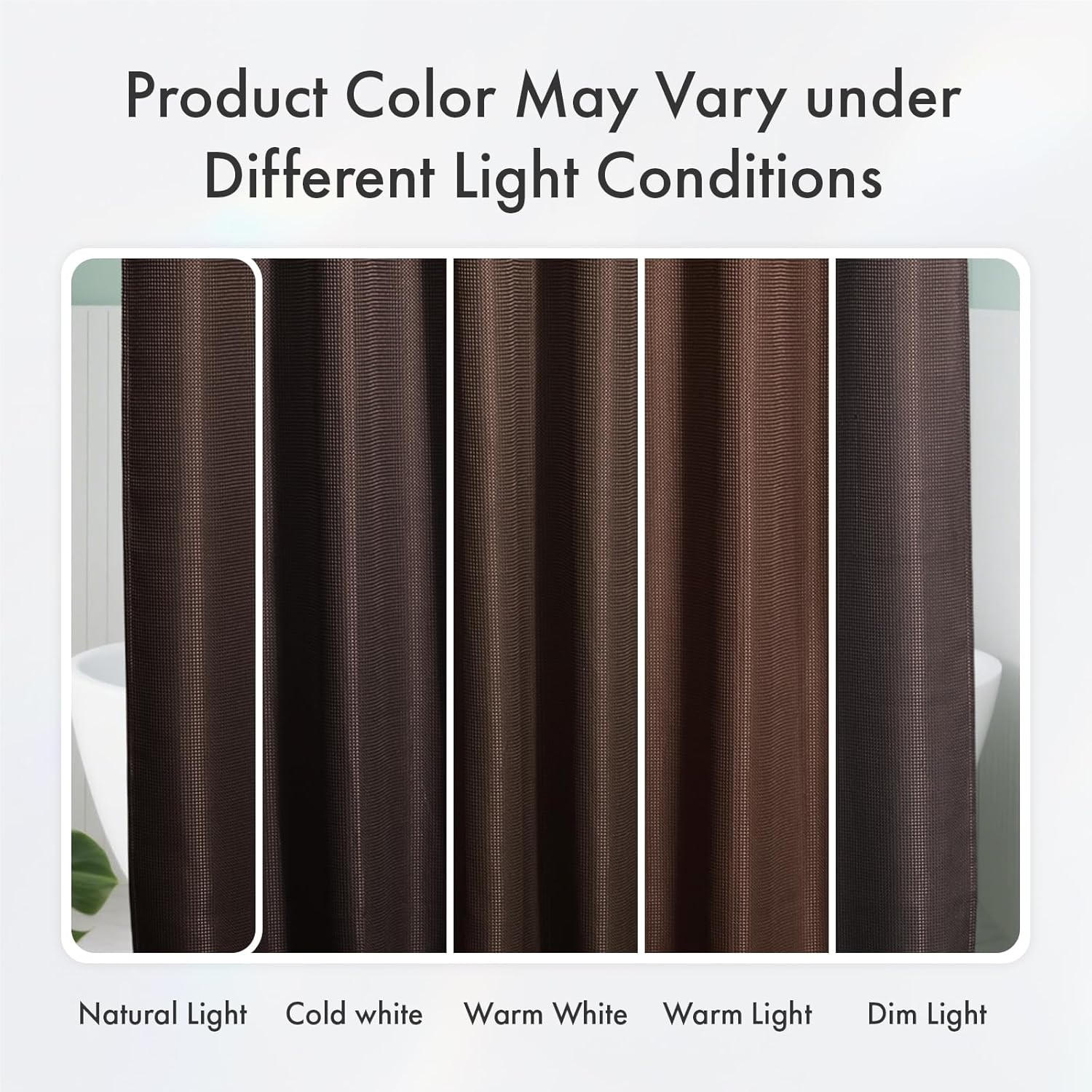 AmazerBath Brown Waffle Shower Curtain 72x72 Inches Heavy Duty 240GSM