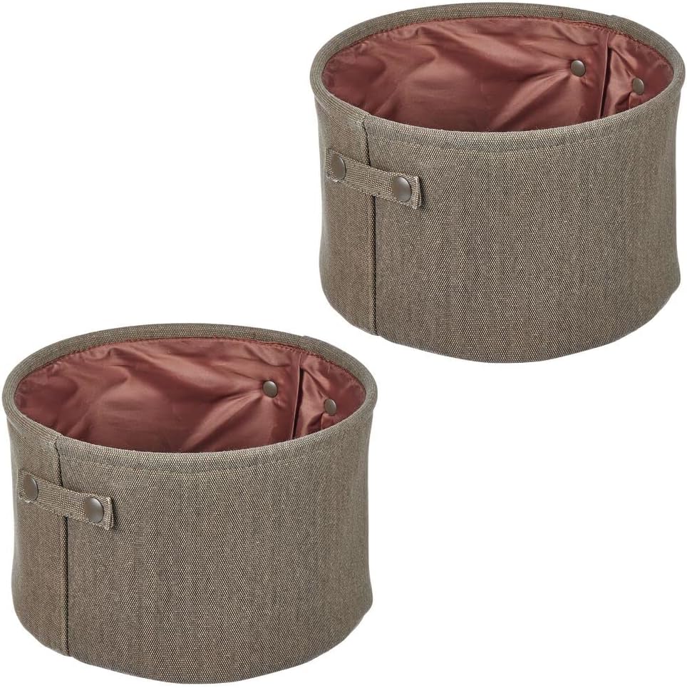 mDesign Soft Cotton Bathroom Storage Bin - 2 Pack Espresso Brown