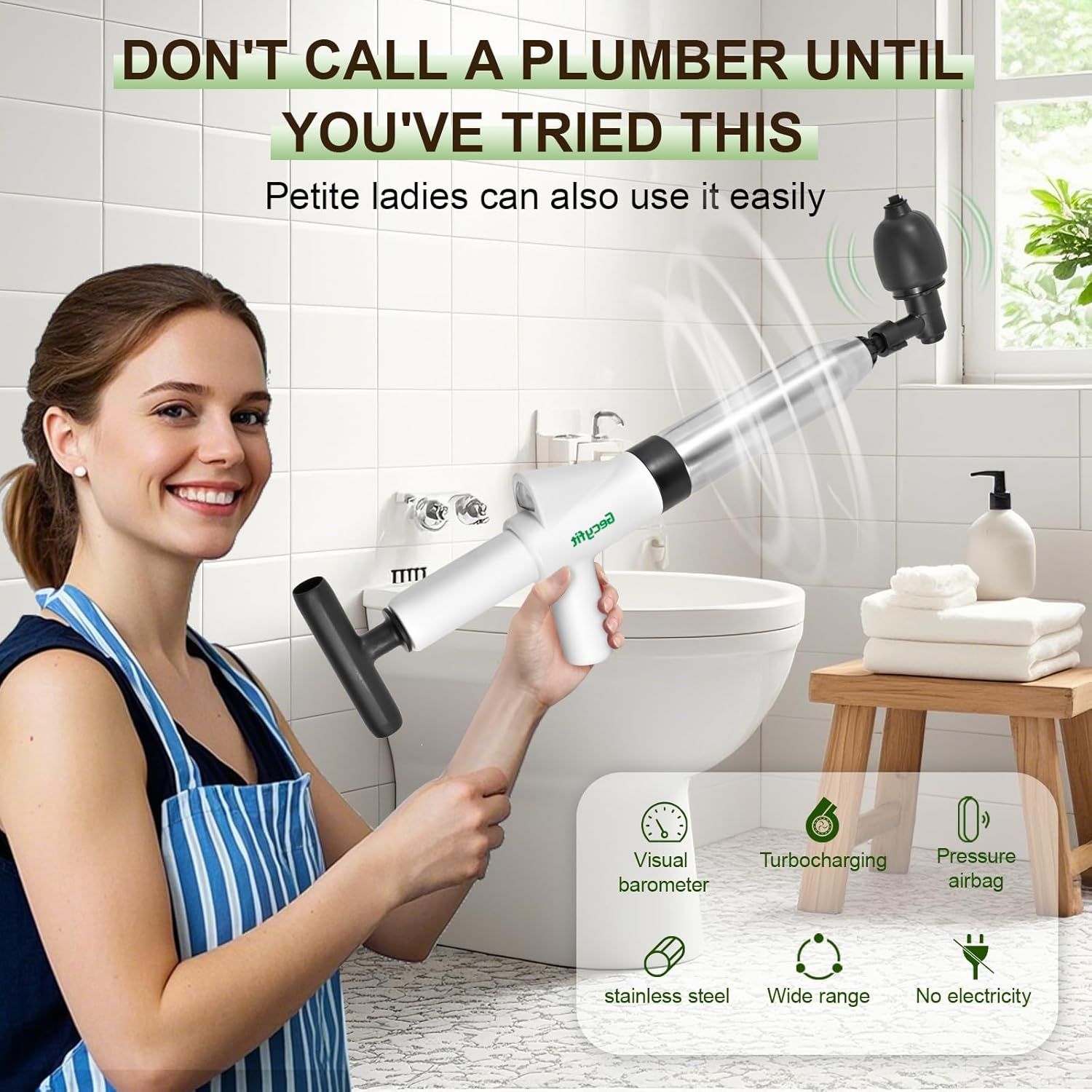 Gecyfit High Pressure Toilet Plunger with Multi-Function Heads 1