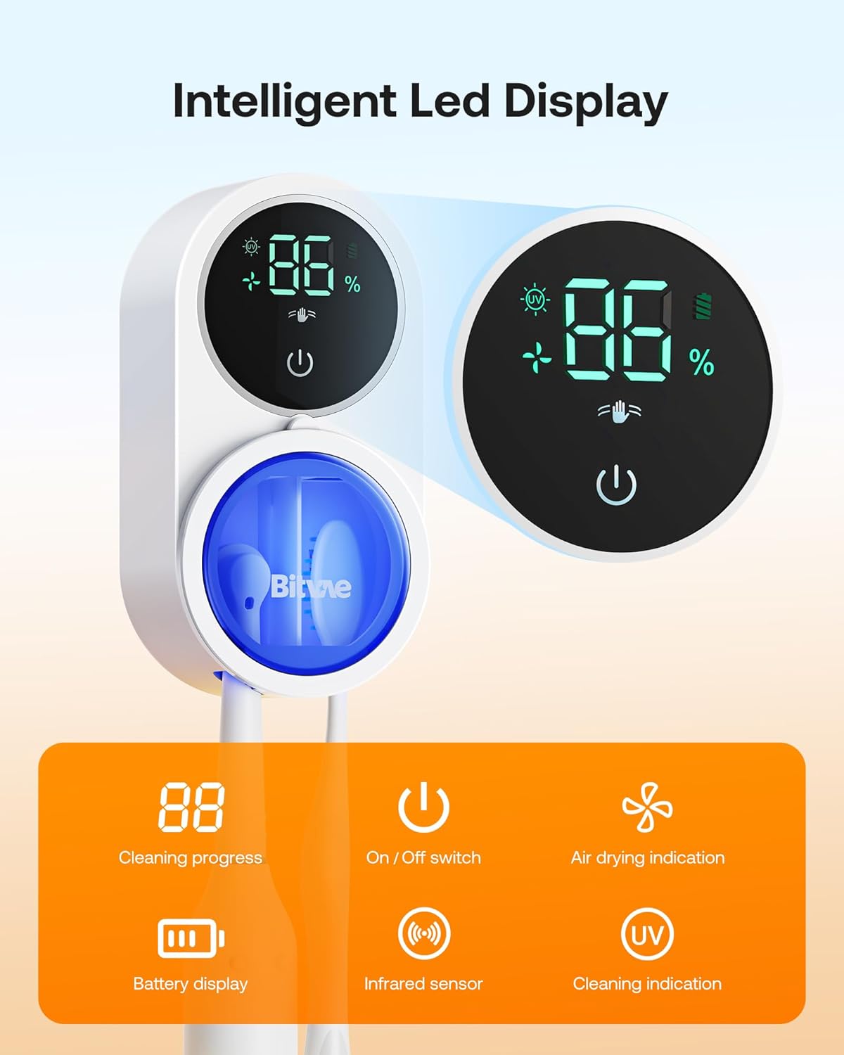 Bitvae Rechargeable Toothbrush Cleaner with LED Screen