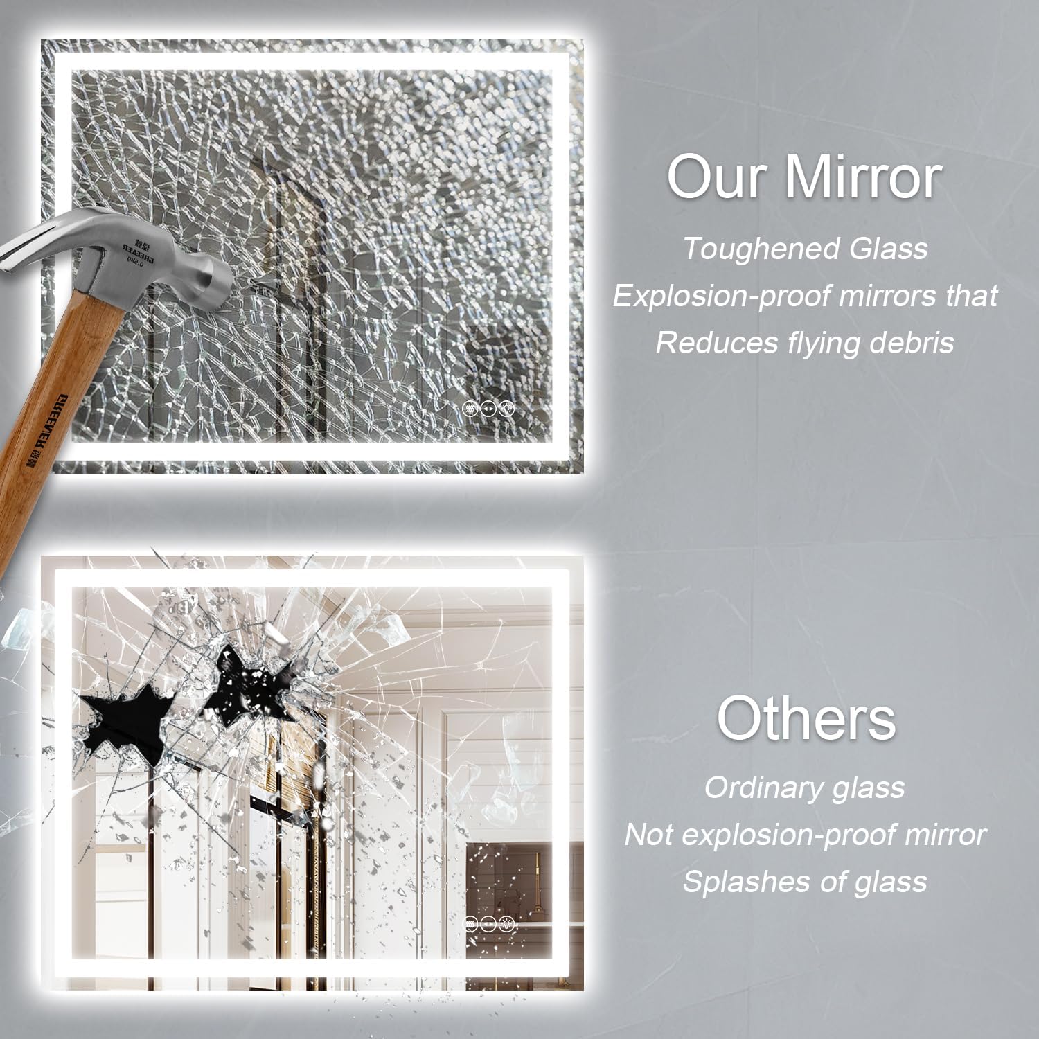 Zeerry 32x40 Inch LED Bathroom Mirror with Touch Switch and Anti-Fog