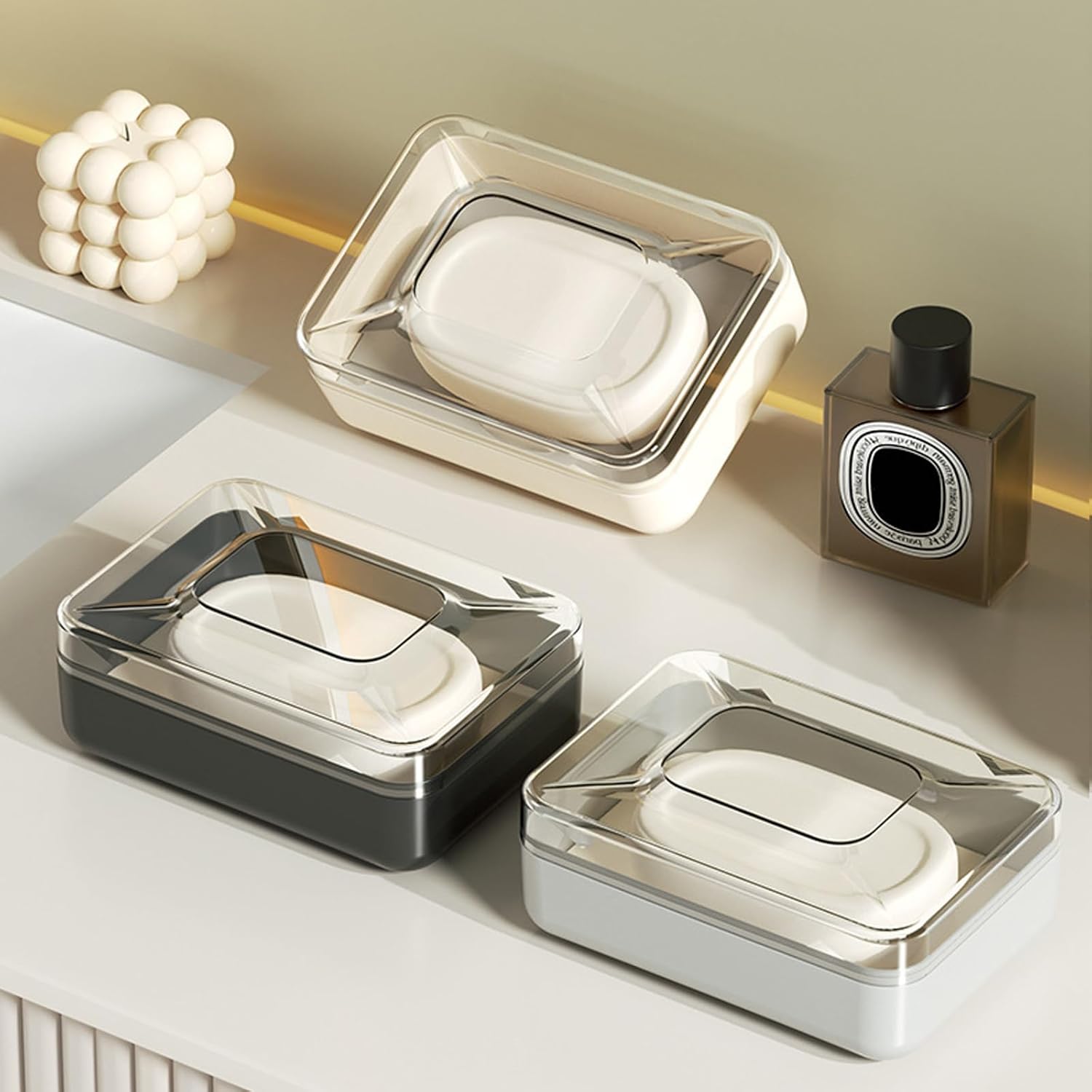 Guaber PET Soap Dish with Drain Rack and Lid 1
