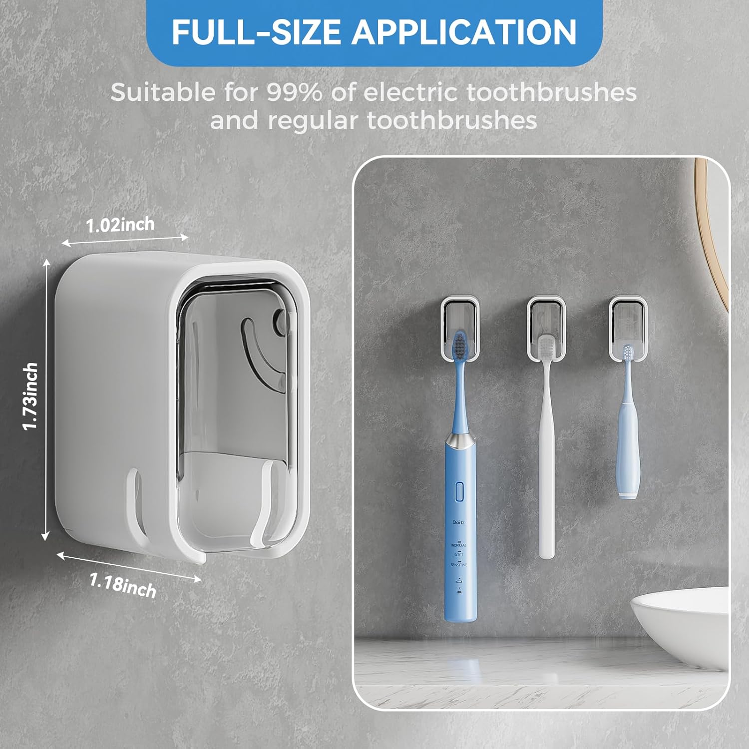 MOPMS Wall Mounted Toothbrush Holder 2PCS with Cover