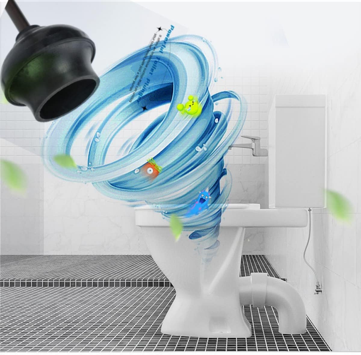 Gecious Black Toilet Plunger with Holder