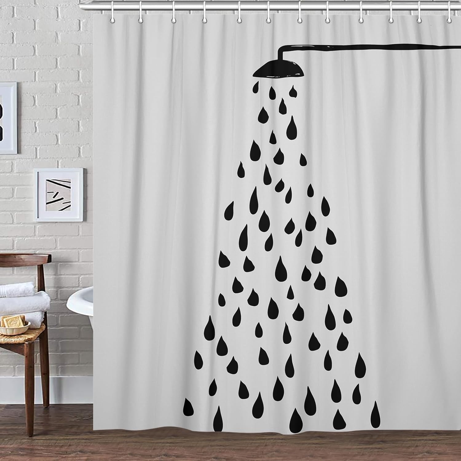 Ptrxobj Grey White Polka Dot Shower Curtain Set