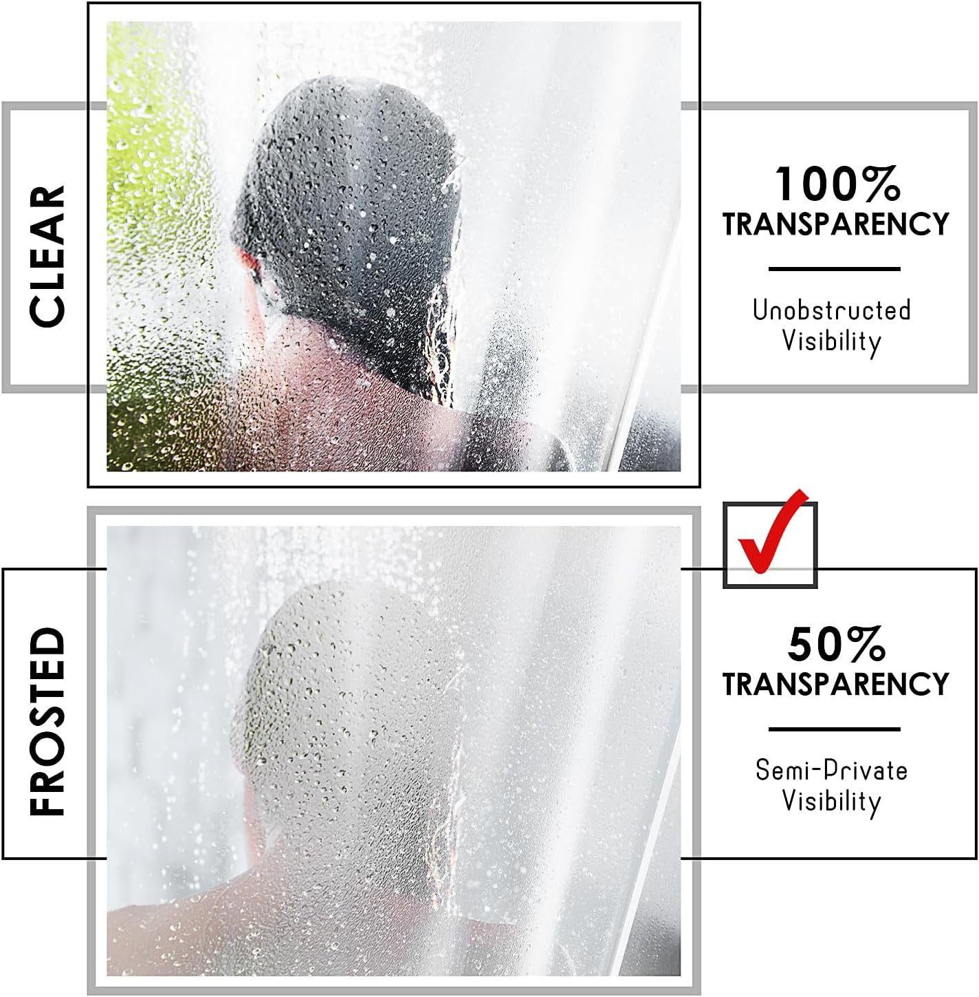 Clara Clark Frosted Shower Curtain Liner with Magnets