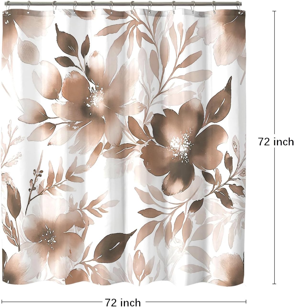 COSEVIER Floral Shower Curtain 72x72 Inch Brown