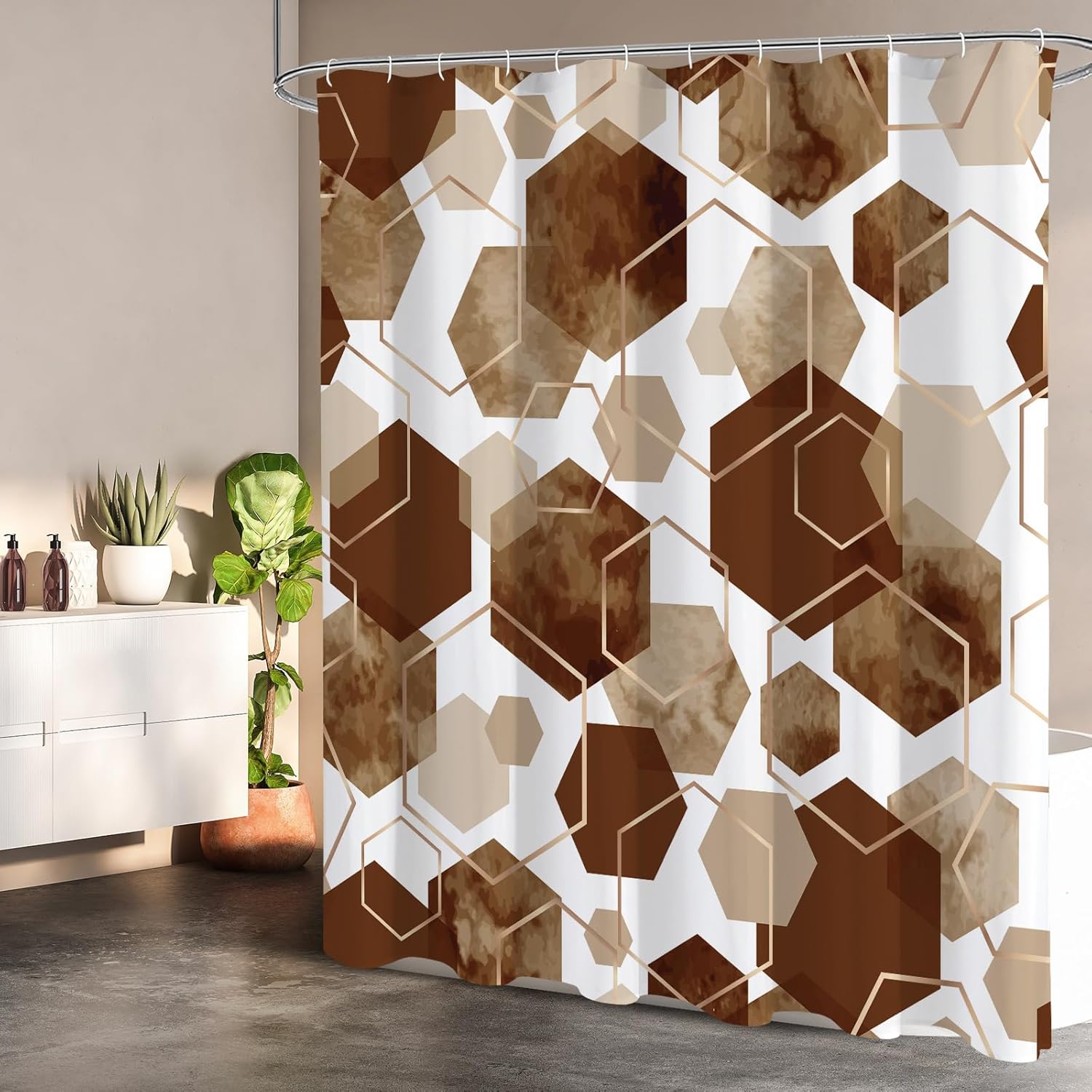 Litabel Brown and Grey Modern Shower Curtain 72x72 Inch