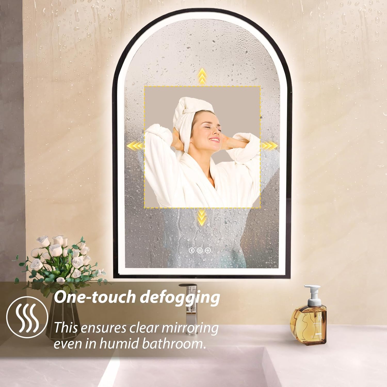 Habison 24x36 Inch LED Vanity Mirror with Bluetooth Speaker and Anti-Fog