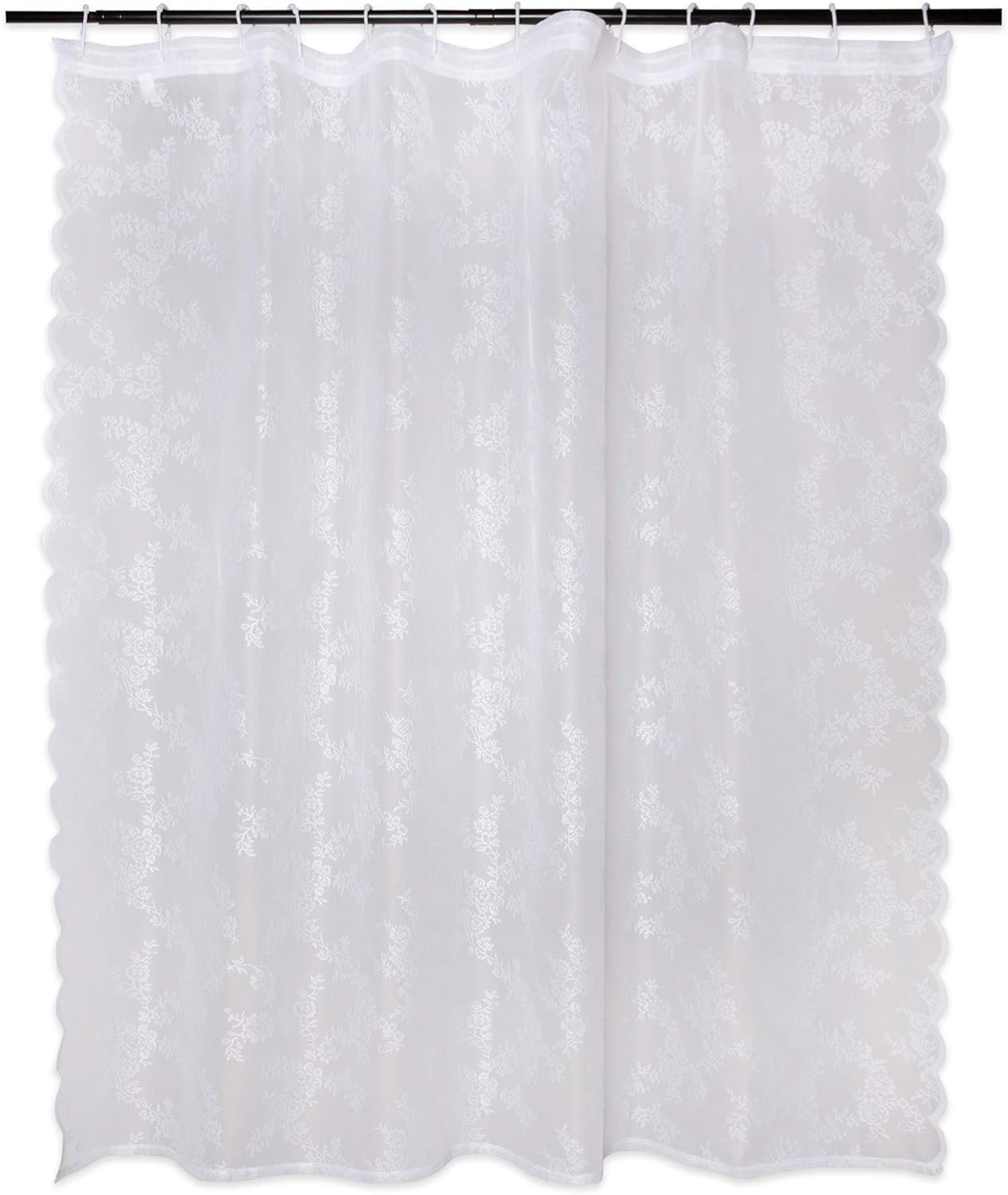 DII Translucent Lace Shower Curtain 72x72 Flower Blossom White