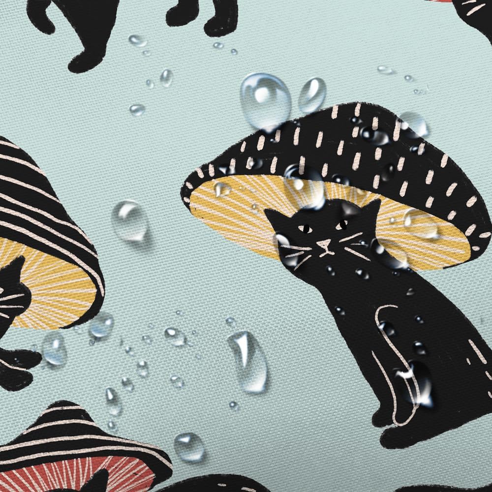 MERCHR Cute Funny Cat Mushroom Shower Curtain 72x72 Inch
