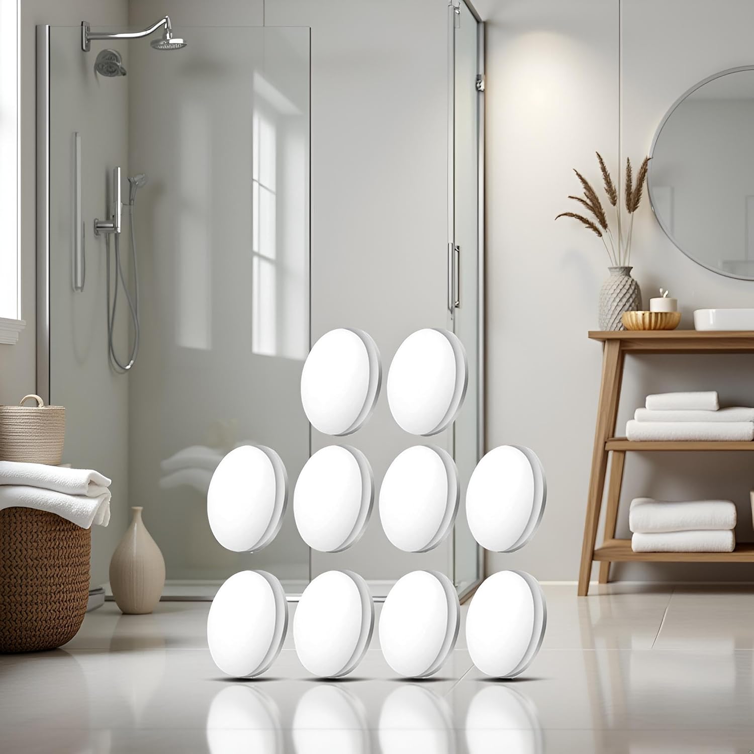 4Pcs White Magnetic Shower Curtain Weights - Waterproof Heavy Duty Liners Bottom Accessories