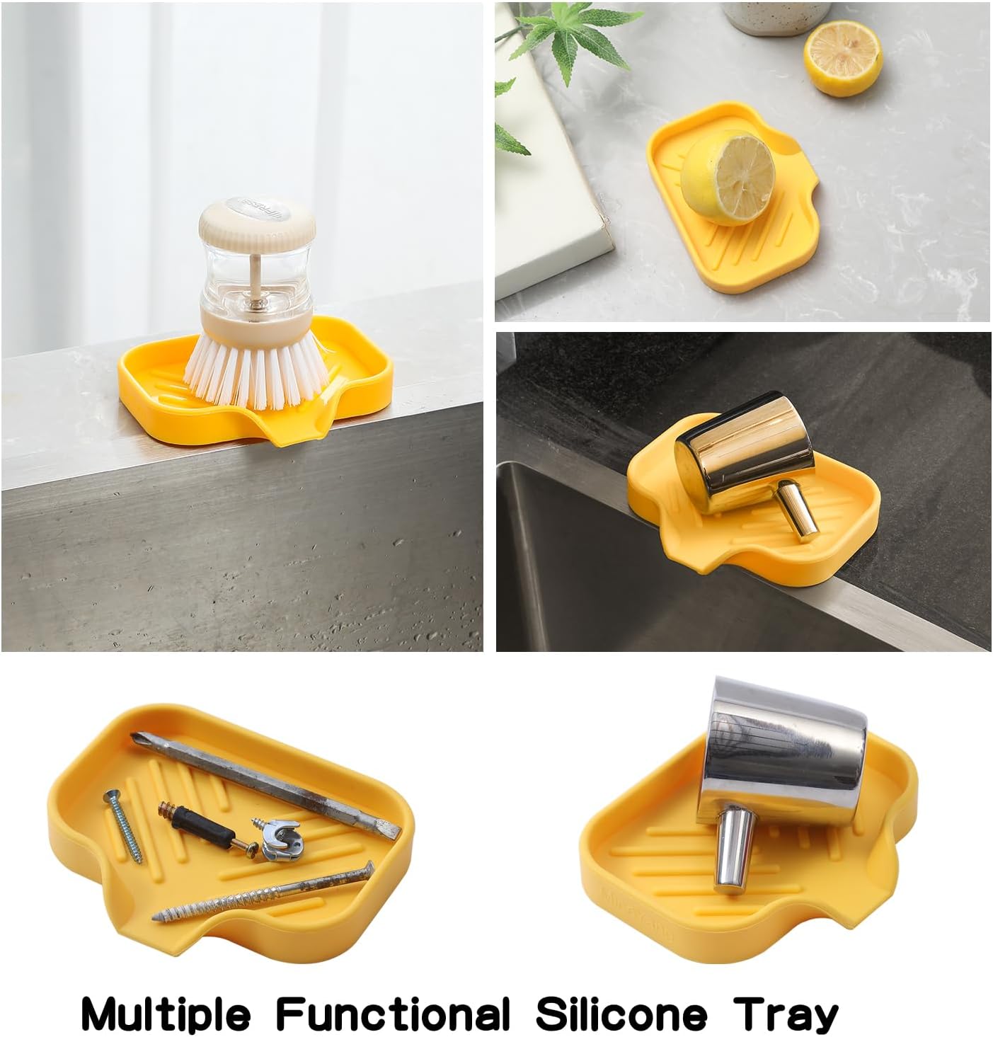 MicoYang Silicone Soap Dish with Drain Spout - Yellow 4932