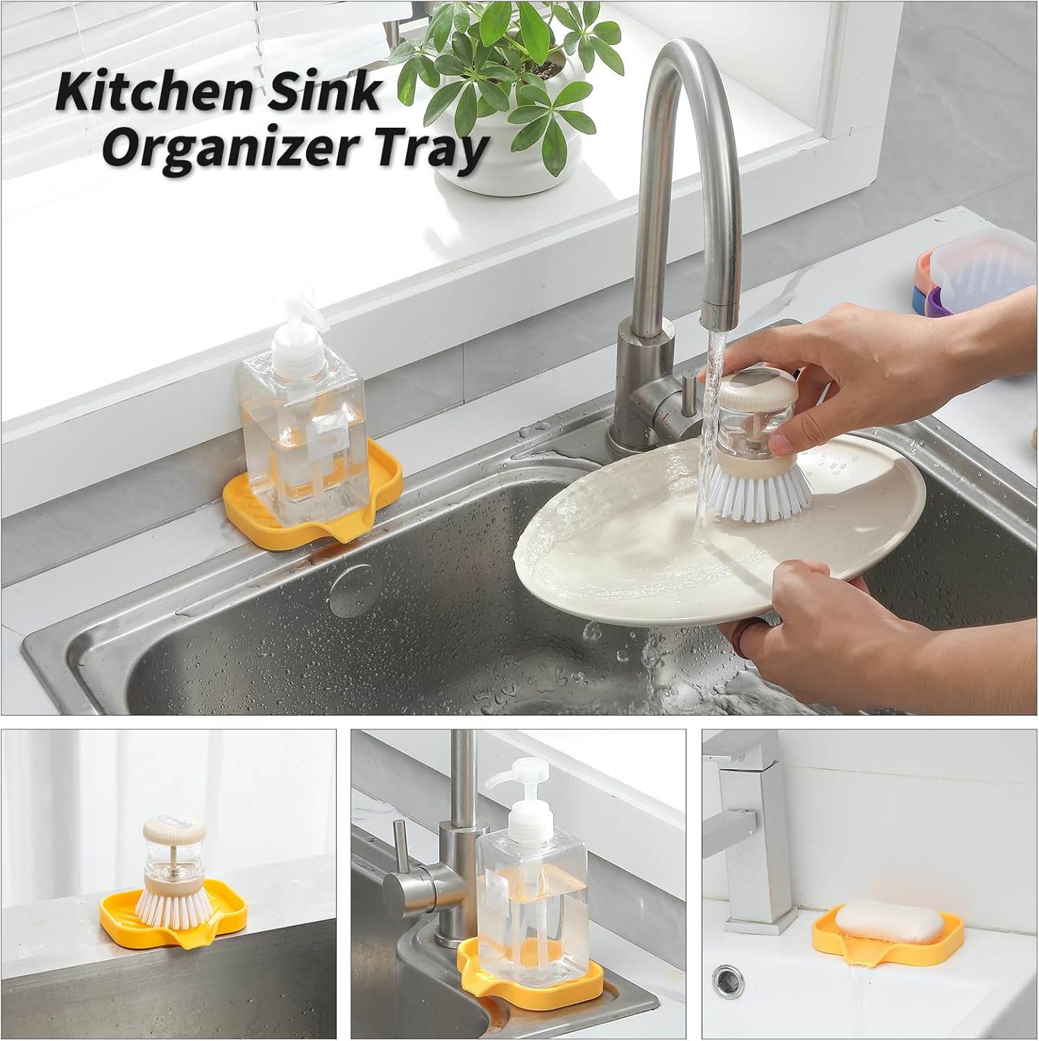 MicoYang Silicone Soap Dish with Drain Spout - Yellow 4932