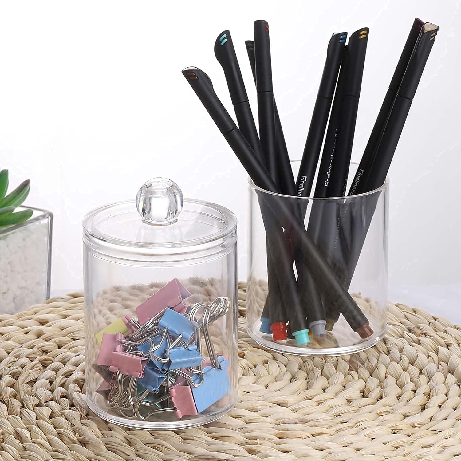 Tbestmax 3 Pack Cotton Swab Holder Clear Jar for Q-Tips