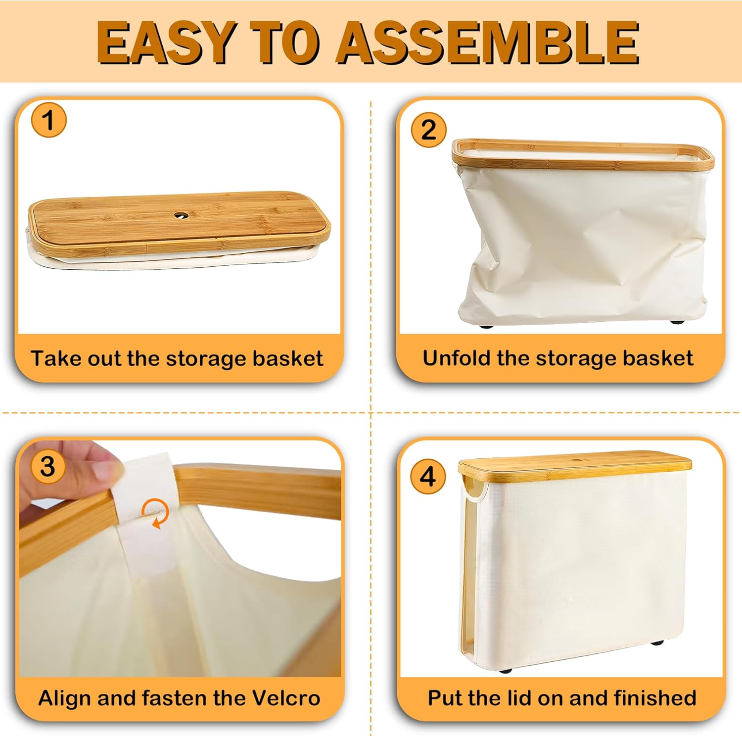 WIHOTUPO Toilet Paper Storage Basket with Lid - Bamboo Holder Organizer