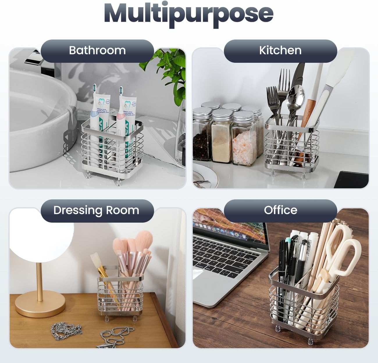 Luxspire Wall Mounted Toothbrush Holder 2 Slots Stainless Steel Silver 1