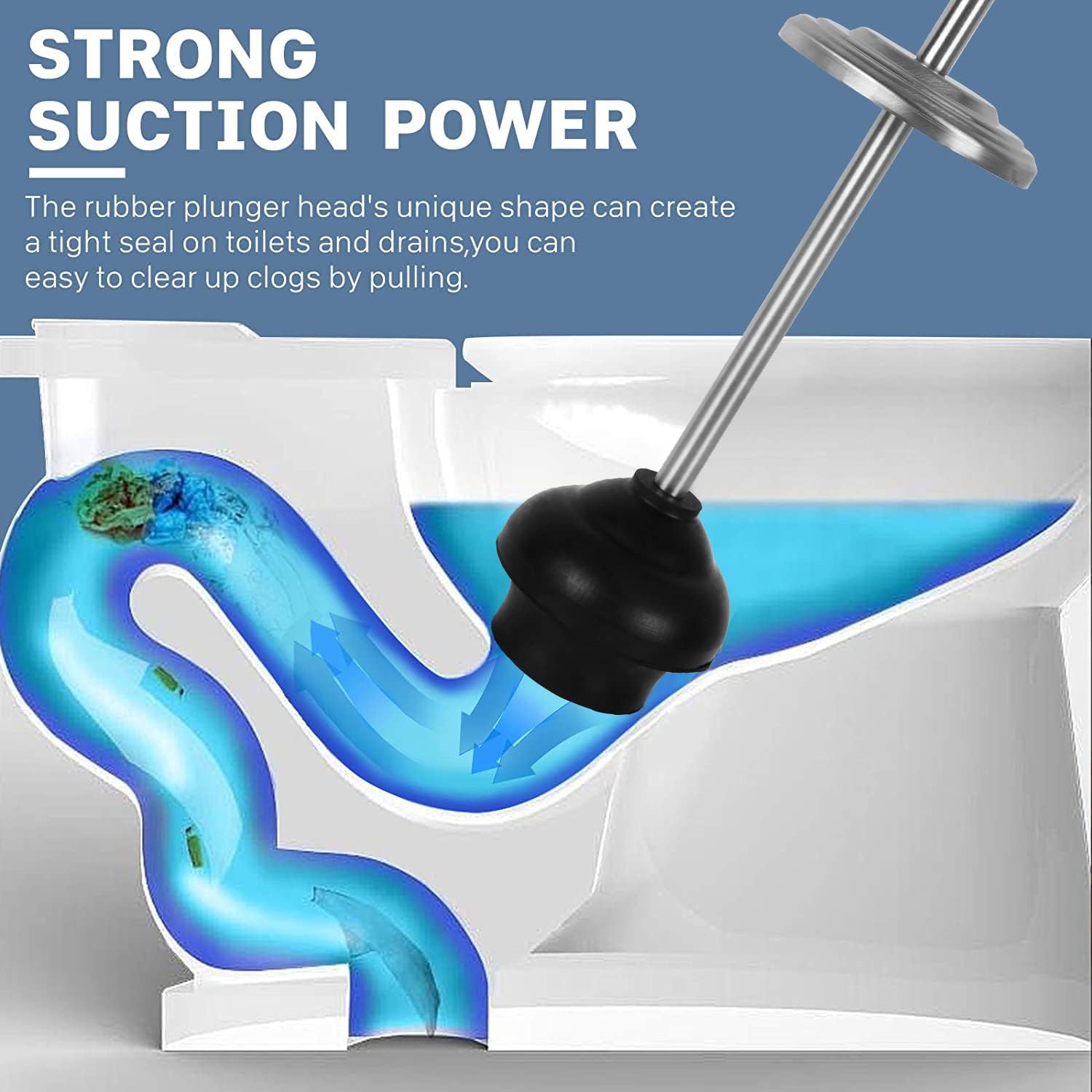 DOWRY Anti-Hand Off Toilet Plunger with Holder for Bathroom