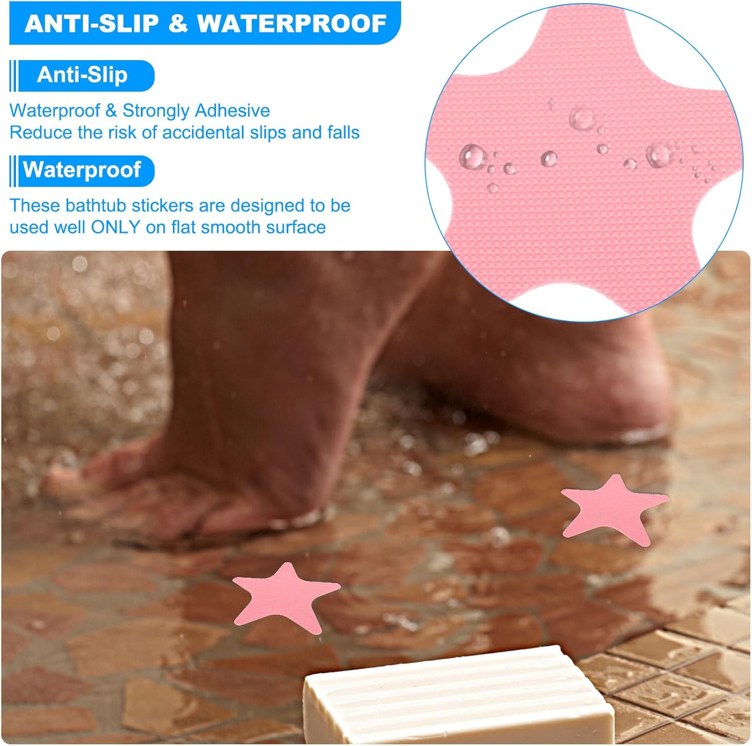 PATIKIL Non Slip Stickers 413x413 Inch 6 Pack with Pink Design