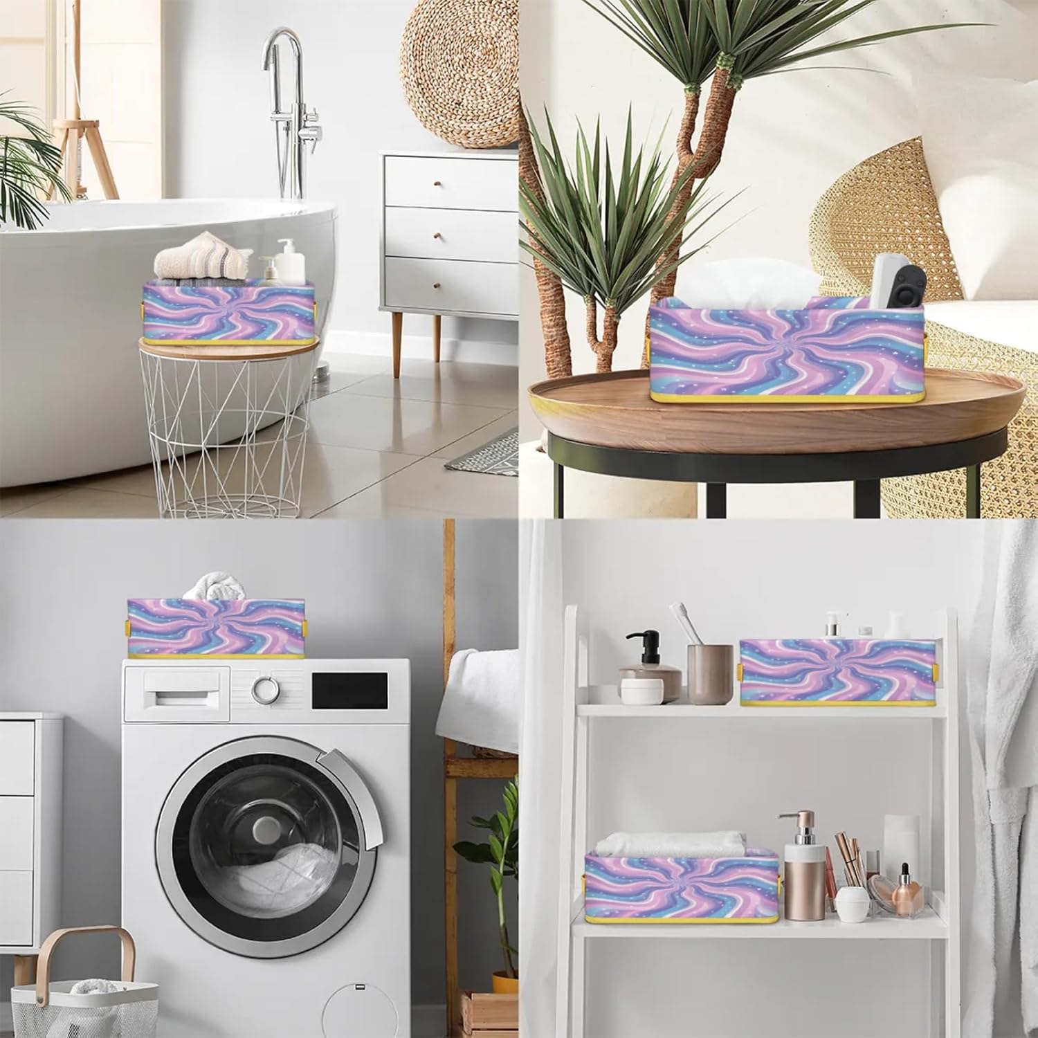 Snatocys Tie-Dye Toilet Paper Basket with Handles