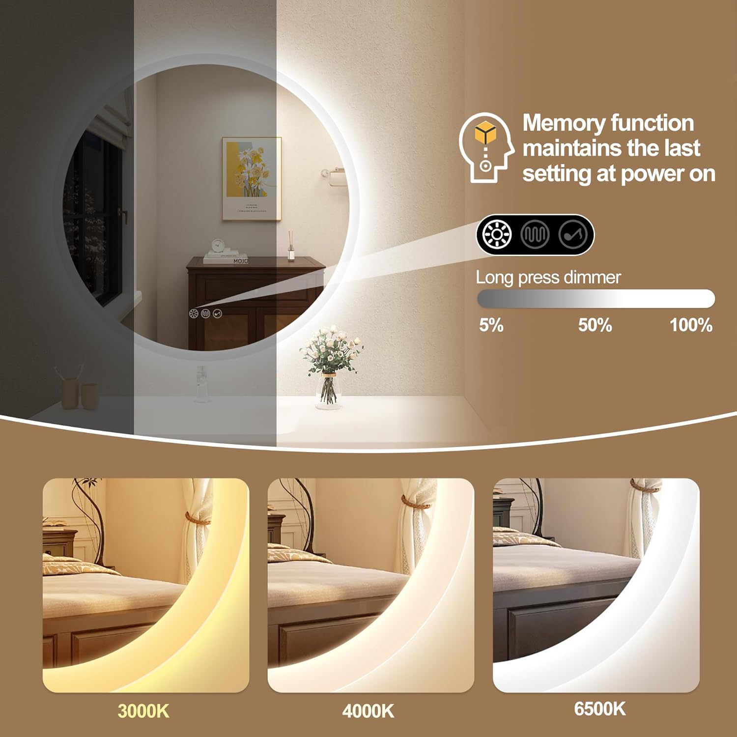 32 inch LED Bathroom Mirror with Bluetooth Speaker and Anti-Fog Light