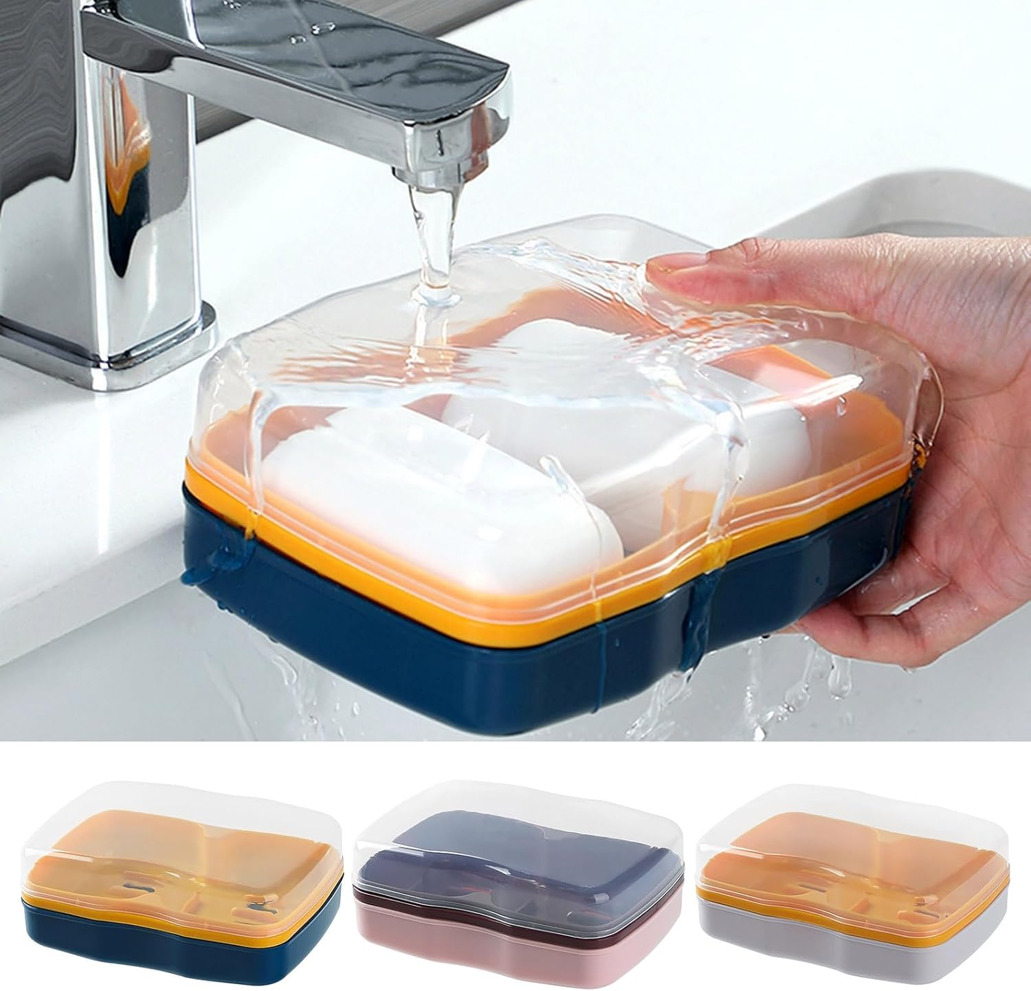 Grebest Dual Compartment Soap Dish with Drainage Tray