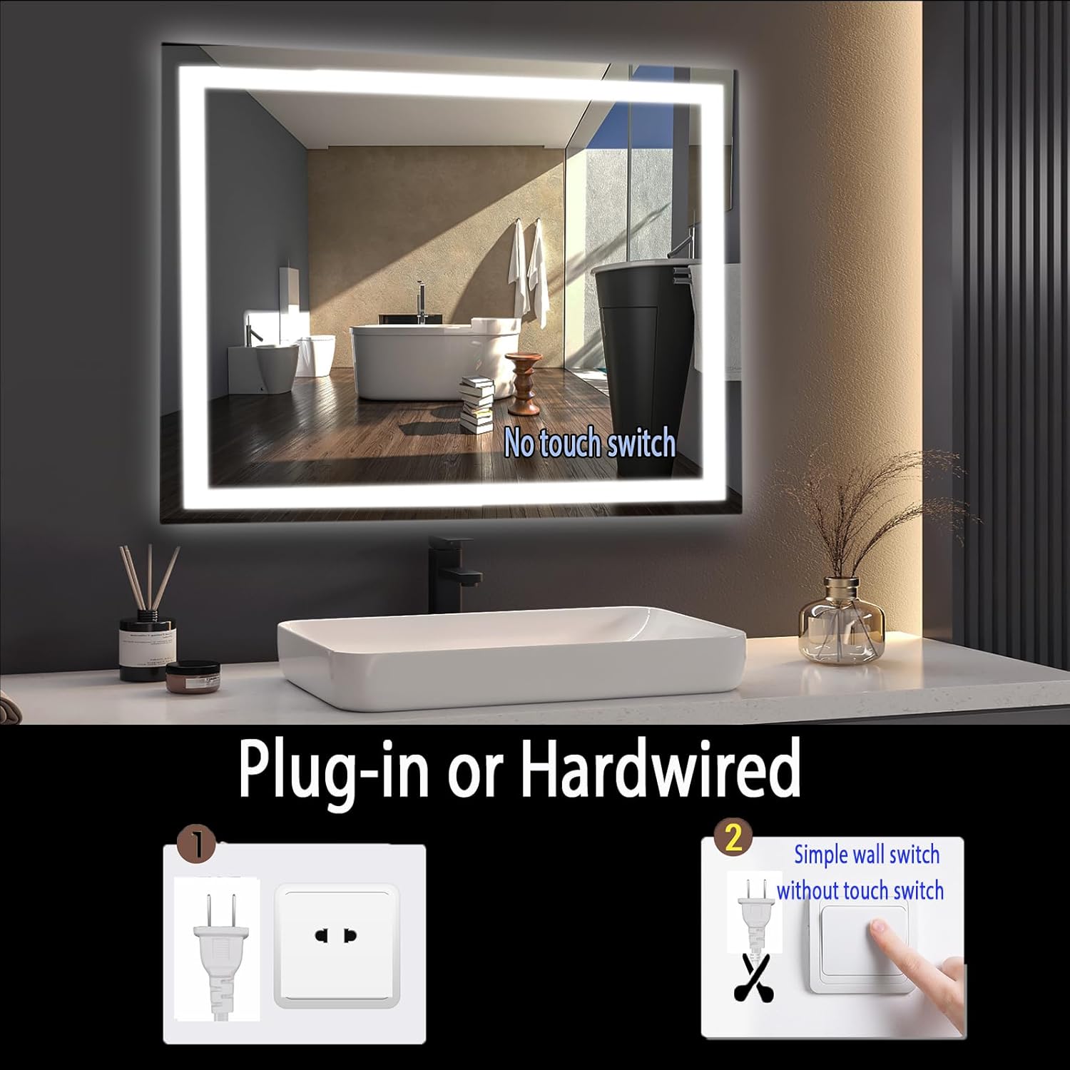 LED Bathroom Mirror with Lights 32x24 Wall-Mounted Vanity Mirror