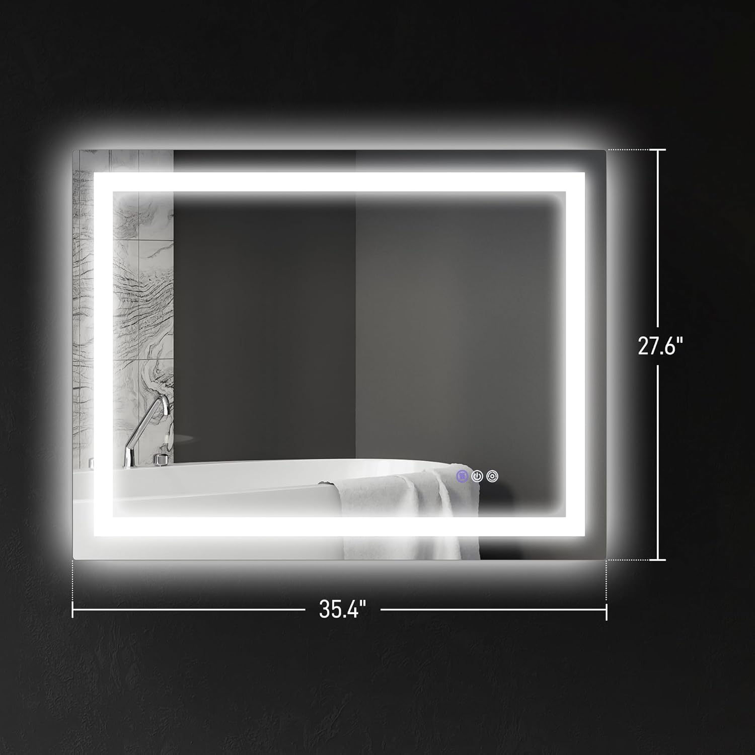 HOMCOM 35x28 Inch Dimmable LED Bathroom Mirror with Lights