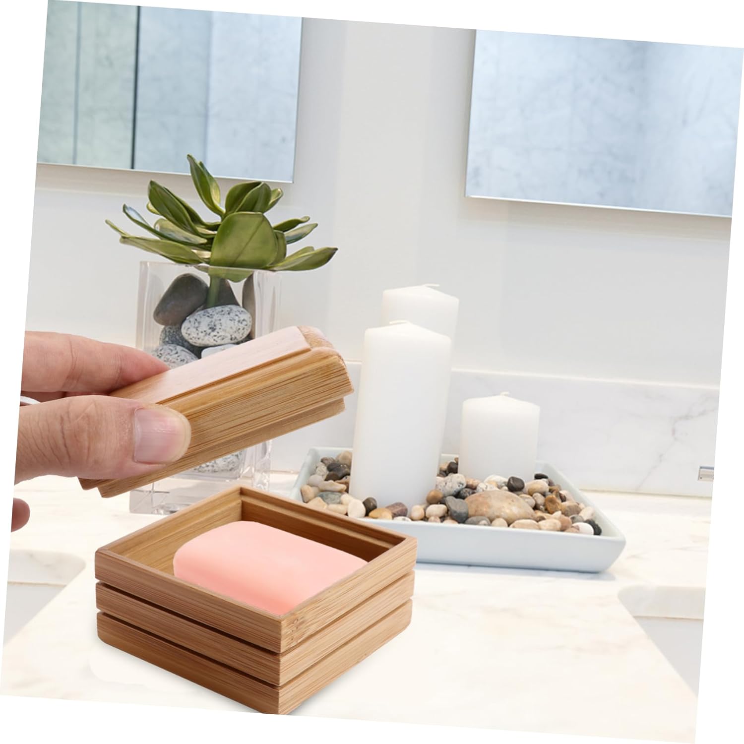 Amosfun Rustic Soap Dish with Drainage