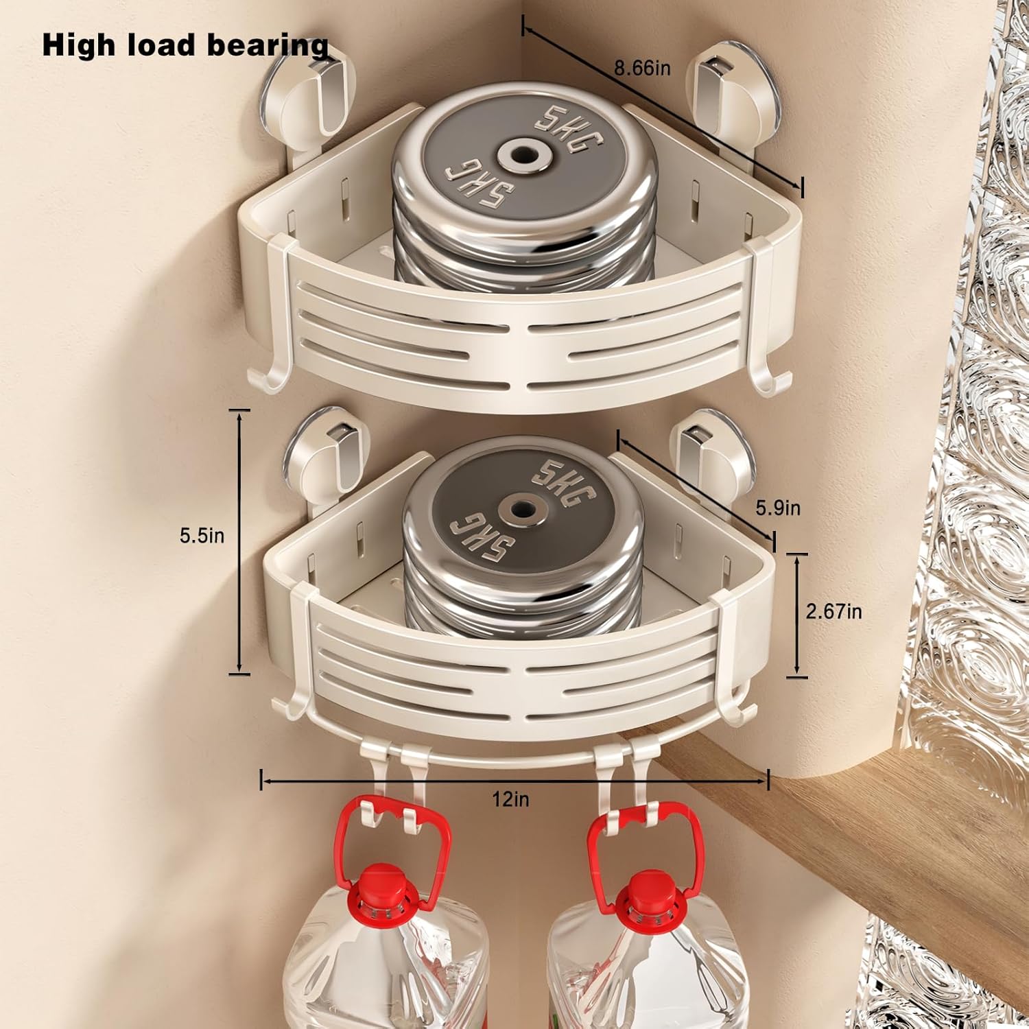 VOLPONE 2-Pack Corner Shower Caddy with Towel Bar
