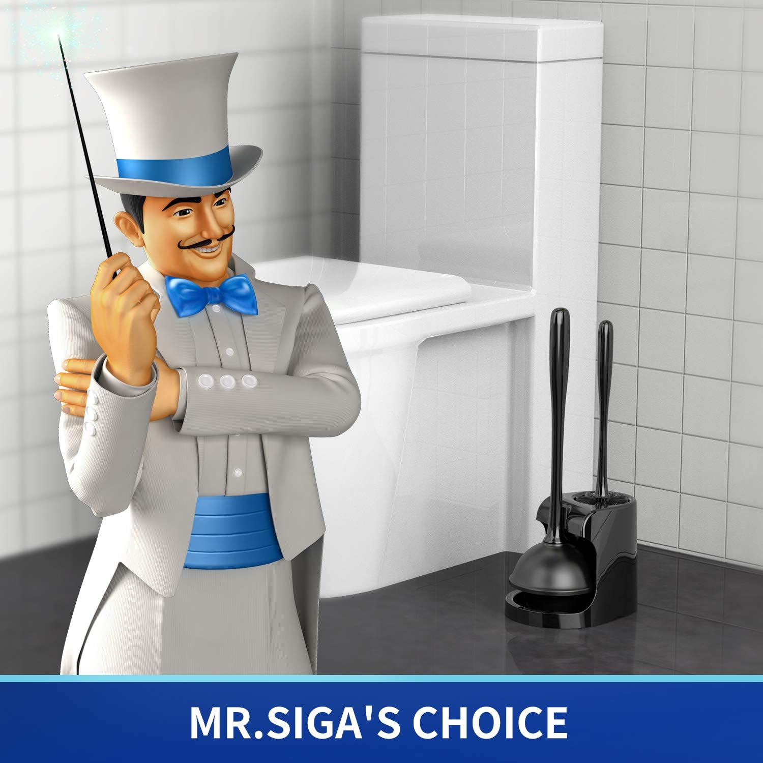 MRSIGA Toilet Plunger and Bowl Brush Combo - 2 Sets