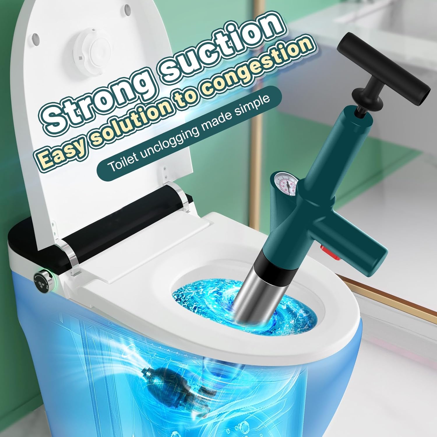 High Pressure Toilet Plunger with Real Time Barometer