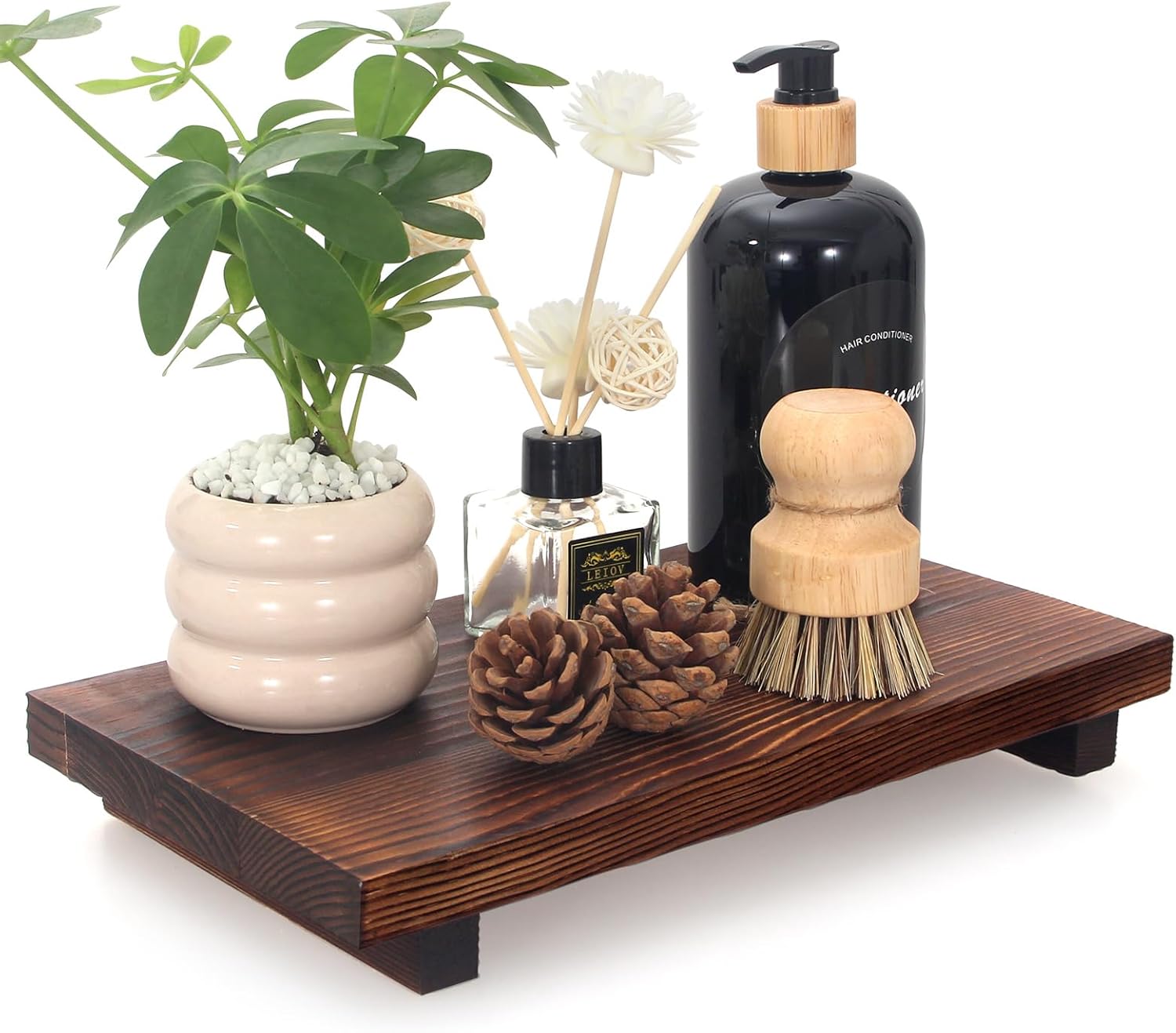 Ayiaren Farmhouse Soap Tray Wood Pedestal Stand