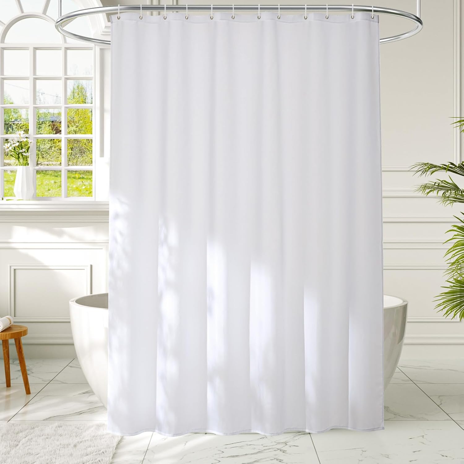 Furlinic 72x72 Waterproof Shower Curtain Liner with 12 Rustproof Hooks