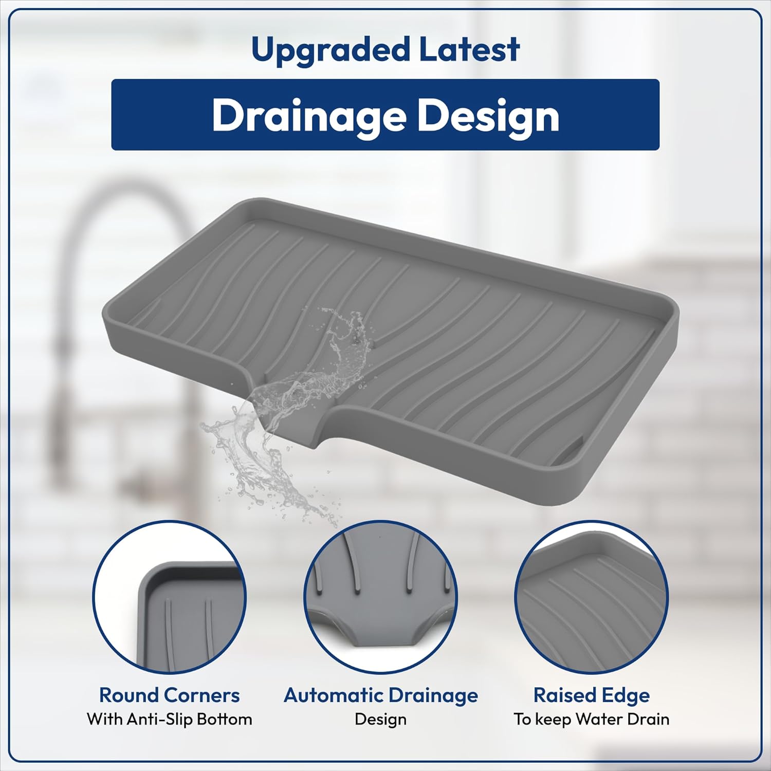 Rymss Large Silicone Soap Dish with Drain Spout