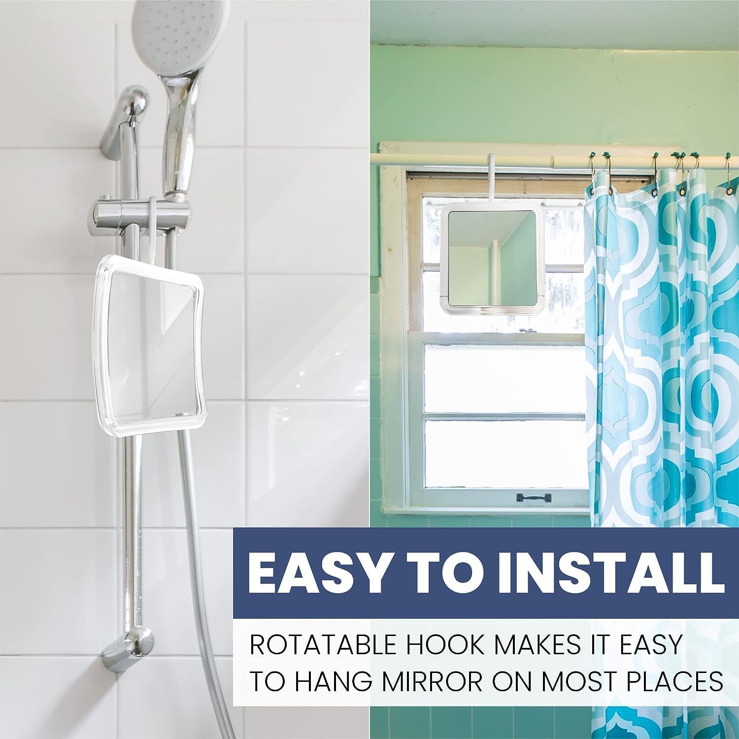 Mirrorvana Fogless Shower Mirror with 360 Swivel Hook