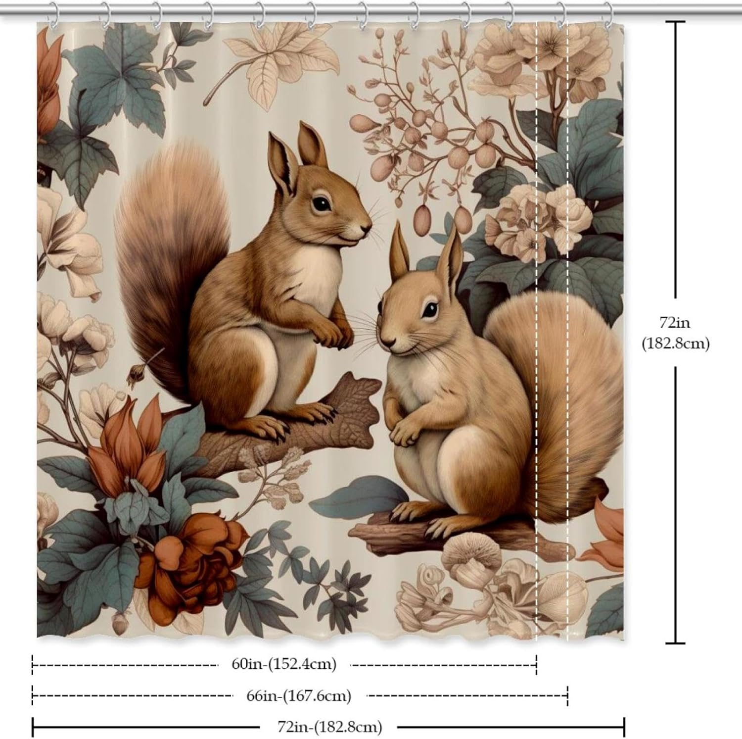 VAPOKF Cute Squirrel Shower Curtain 66x72 Inches 1