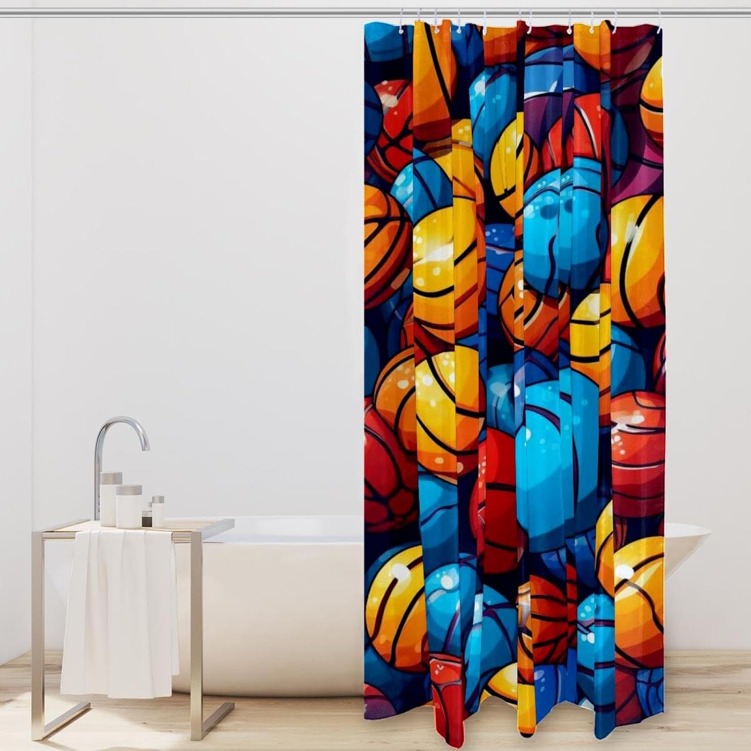 VAPOKF Basketball Shower Curtain Set with 12 Hooks