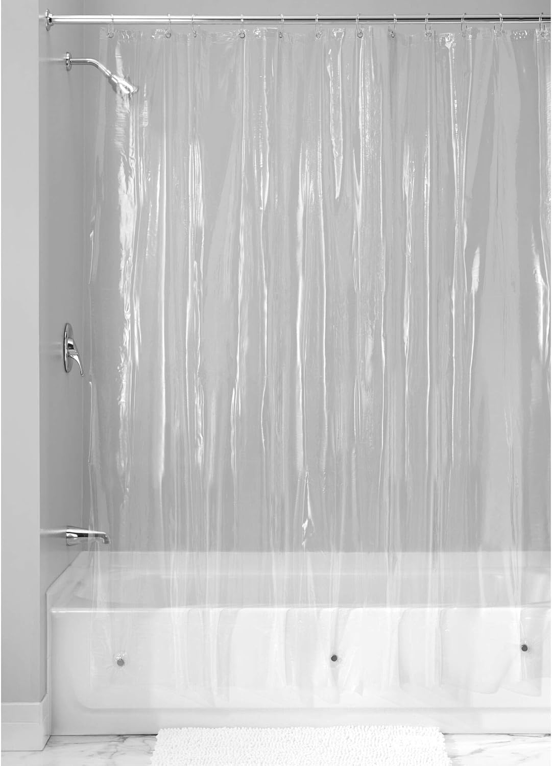 InterDesign Vinyl Shower Curtain Liner 108 x 72 Inches Clear