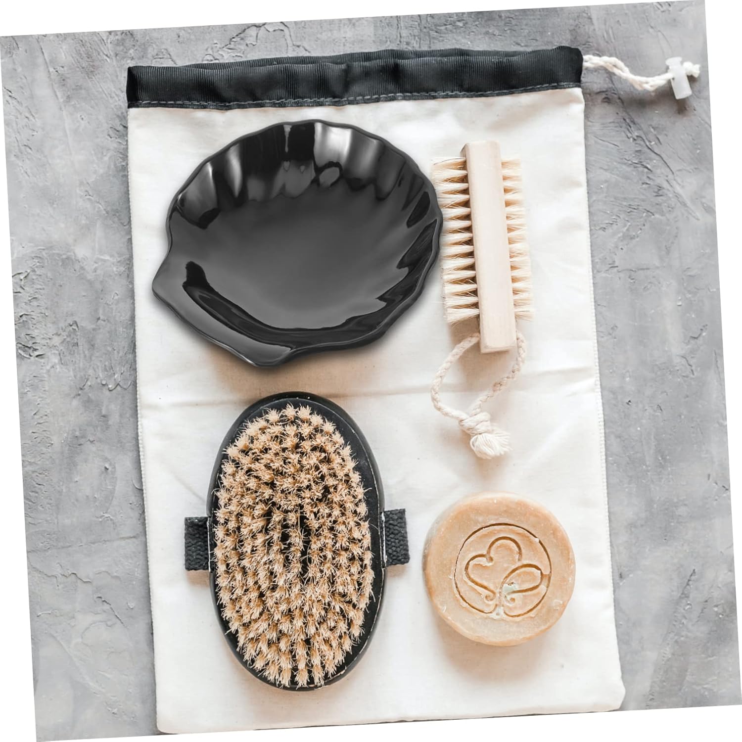 WESIEVYA Black Seashell Soap Holder for Bathroom