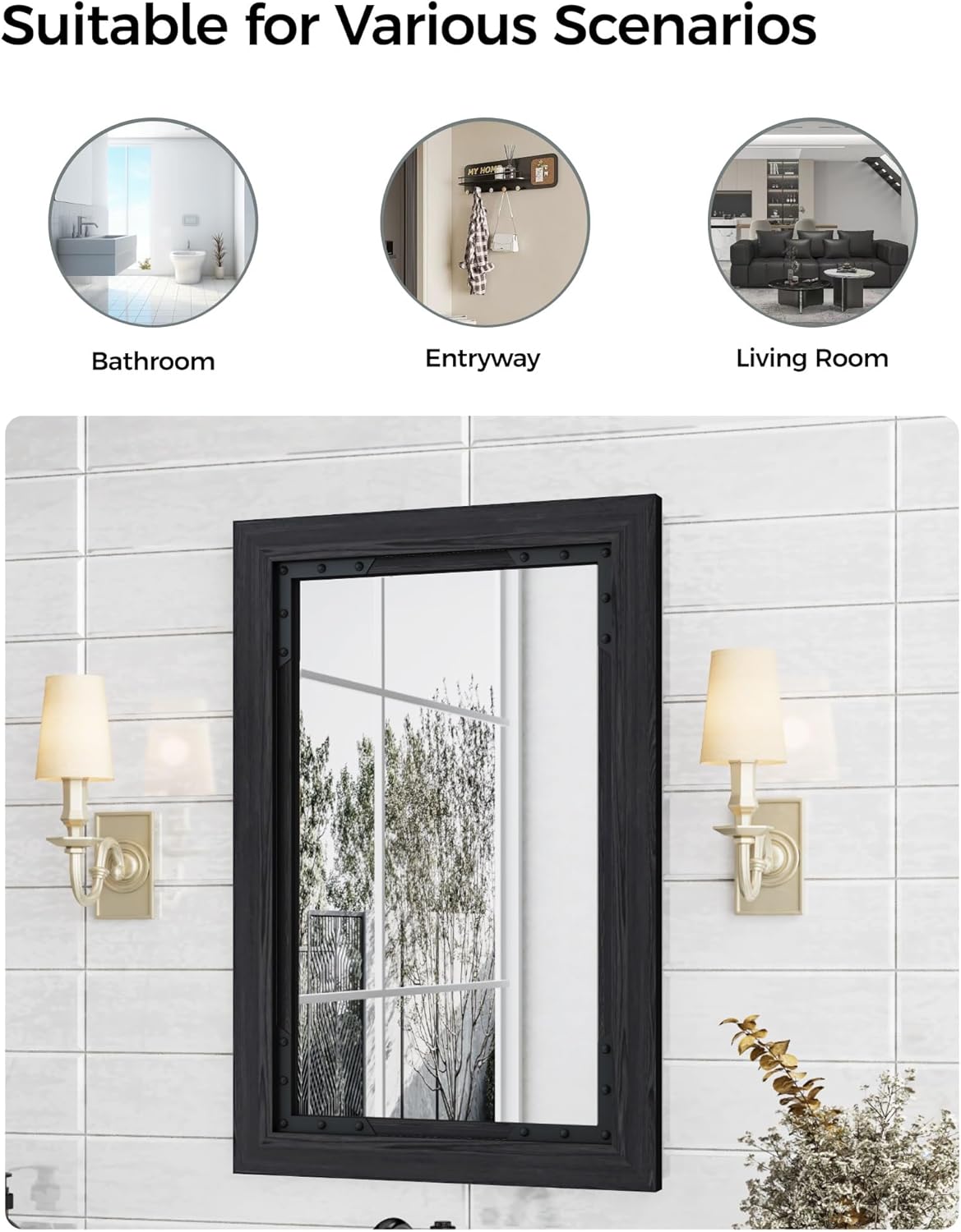 FLYJOE 16x24 Inch Farmhouse Medicine Cabinet Mirror with Storage 1